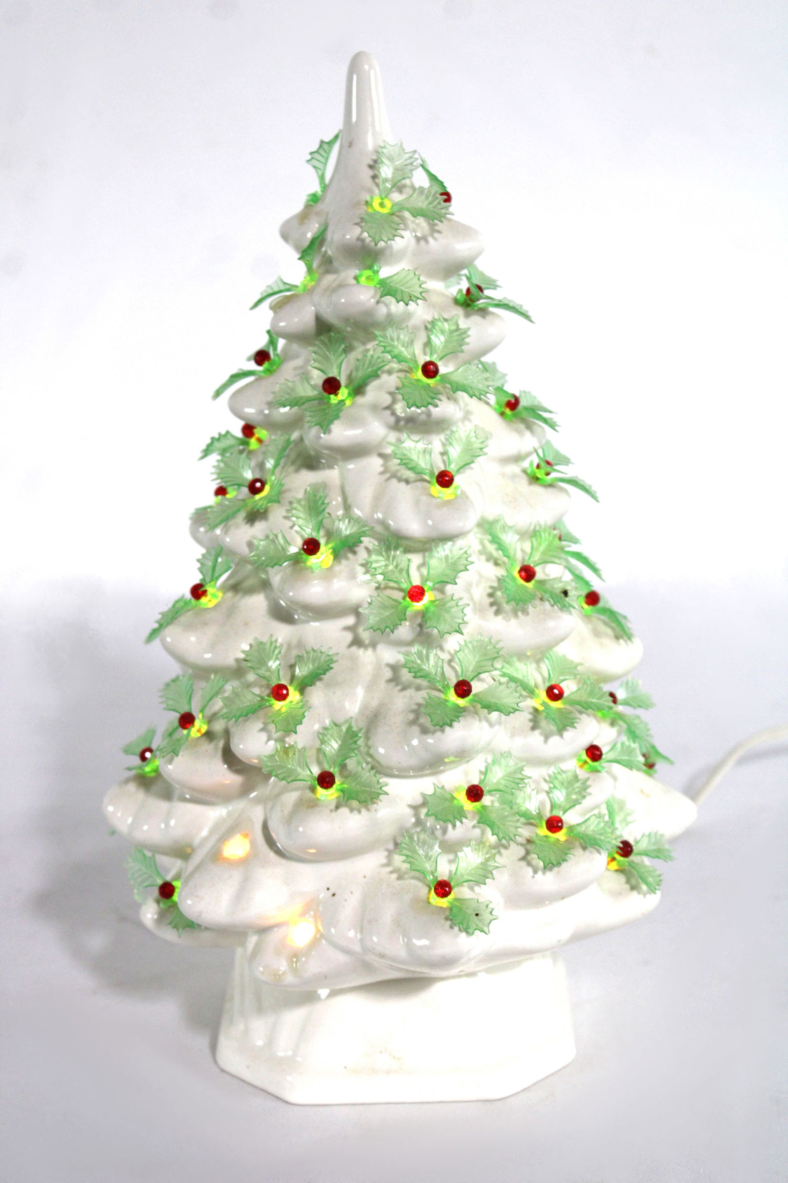 Small 12" White Ceramic Light-Up Table Top Christmas Tree (1 of 2)