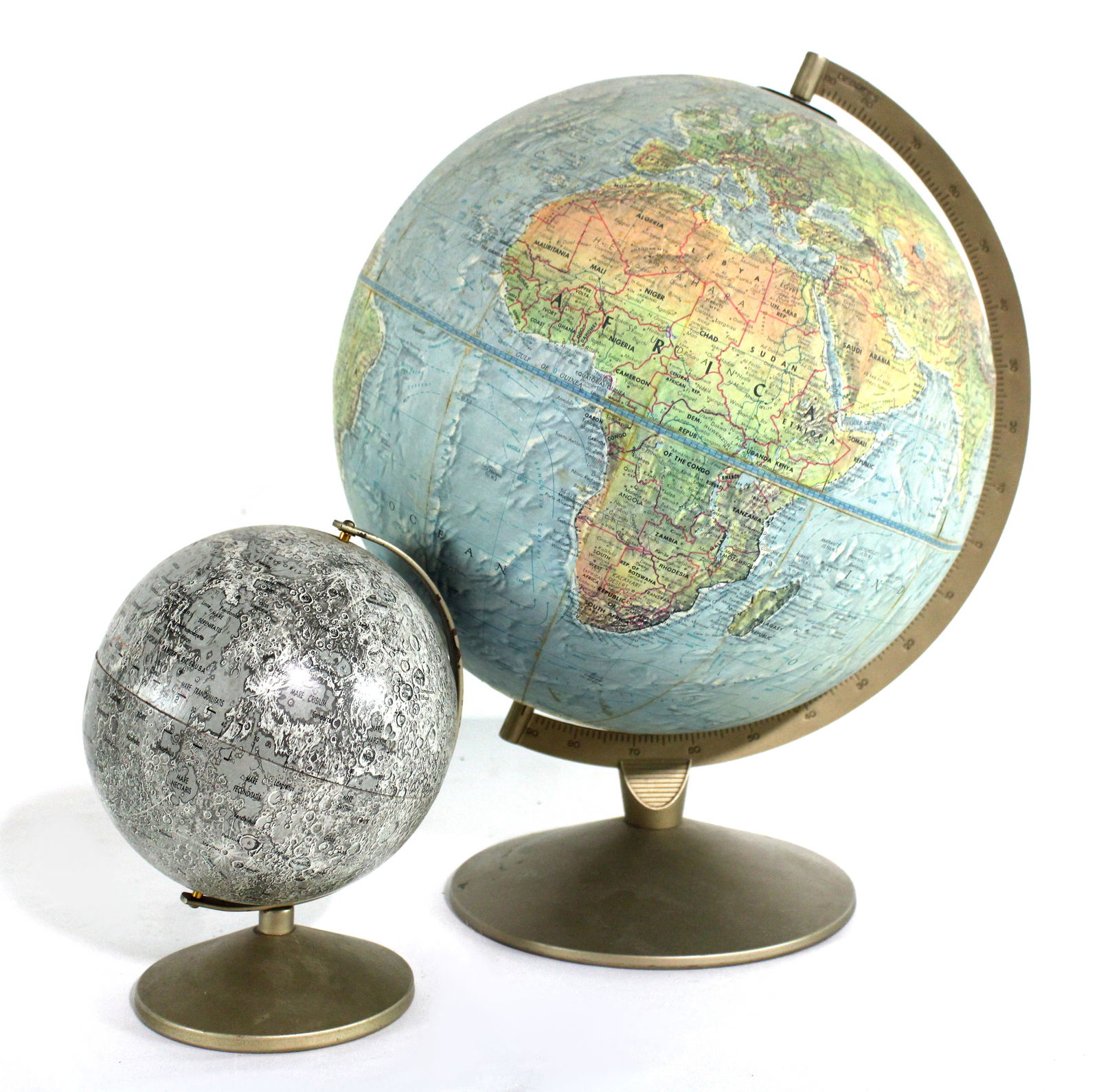 Vintage Globes incl. World Globe and Moon Globe Tin Bank (1 of 2)