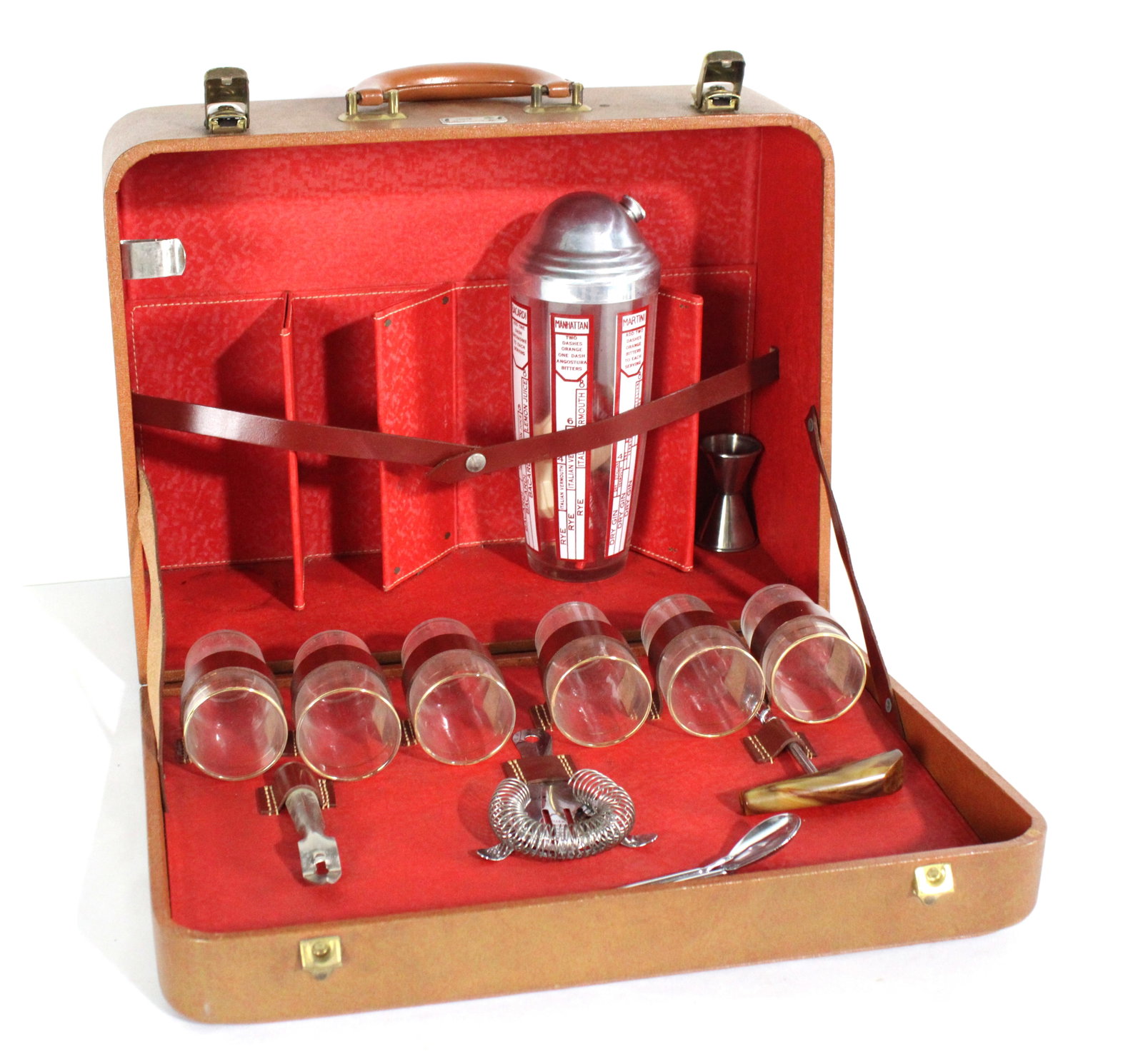 Traveling Bar in Briefcase, Royalty Luggage of Boston: This item requires third-party shipping or pickup arrangements to be made. Dimensions of Case: 13 x 17 x 7