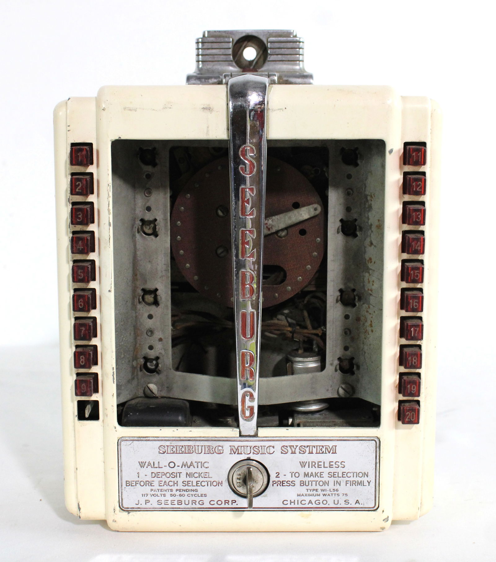 Seeburg 20 Select Coin Operated Wallbox with Key (1 of 3)
