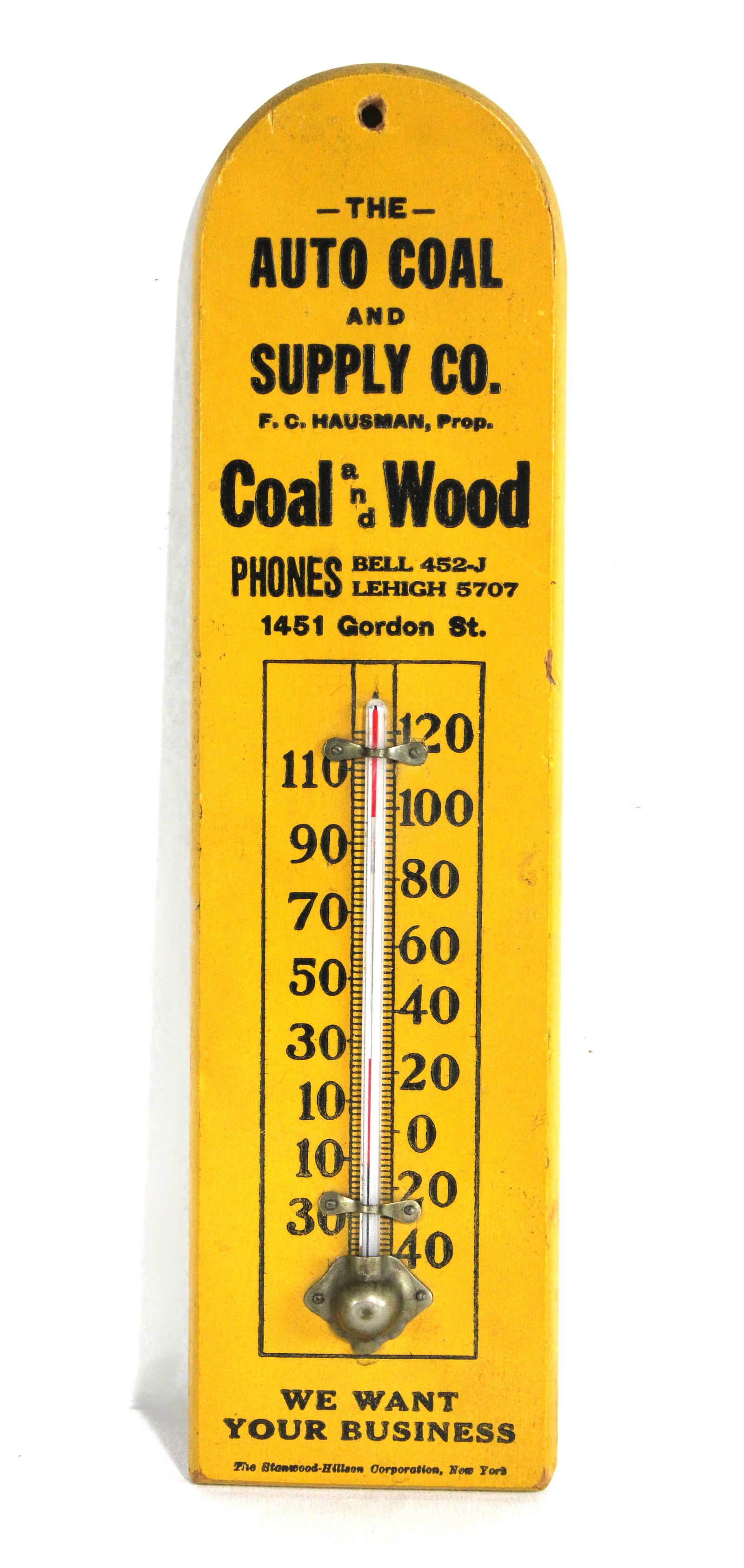 Auto Coal and Supply Co. Wooden Thermometer (1 of 2)