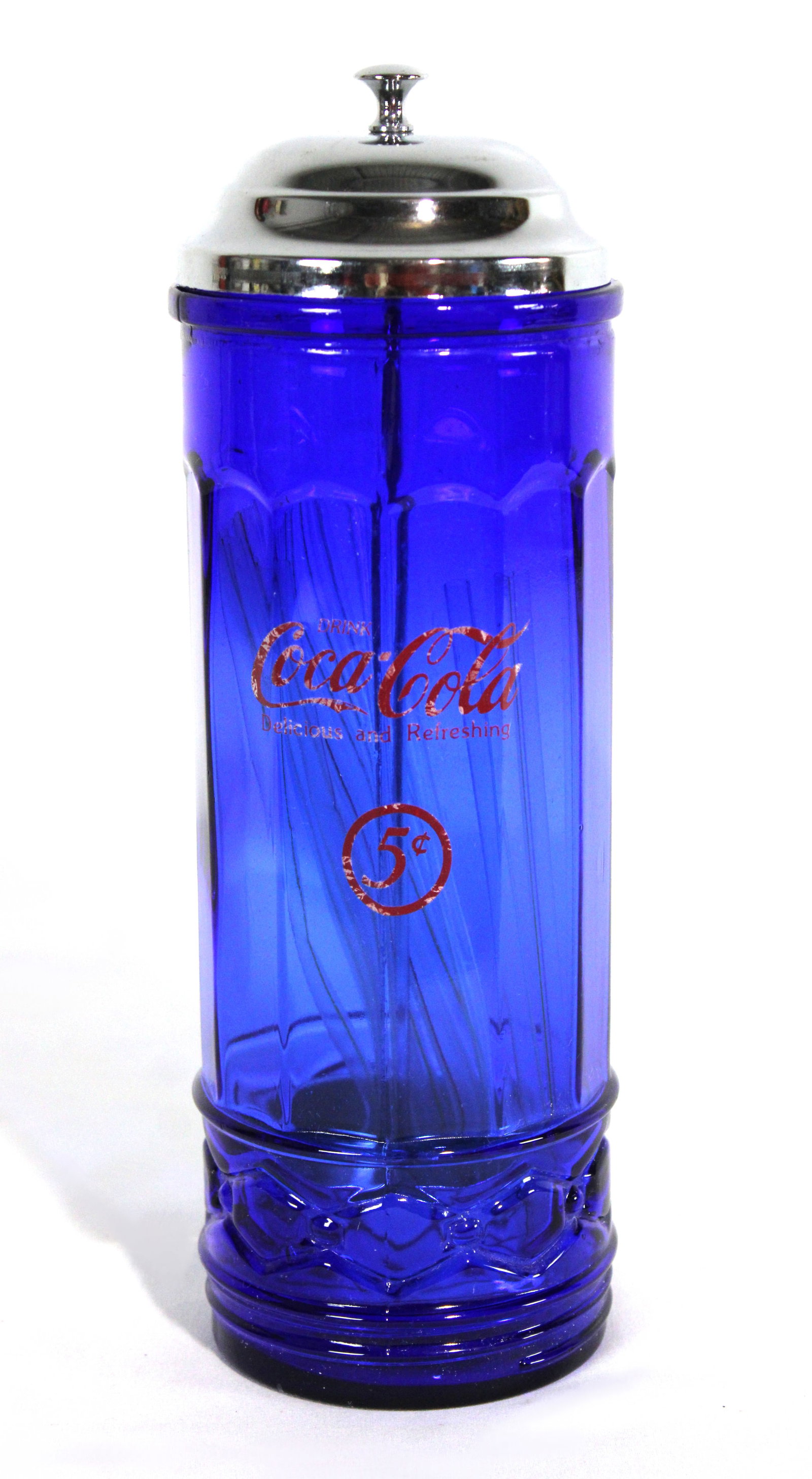 Cobalt Blue Soda Fountain Straw Dispenser (1 of 3)