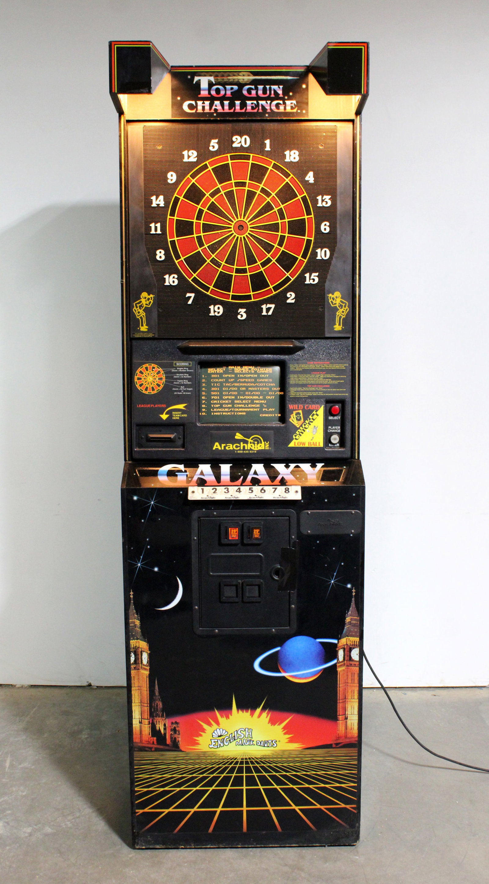Top Gun Challenge Darts Arcade Game: Working with darts. This item requires third-party shipping or pickup arrangements to be made. Dimensions: 85 x 26 x 17