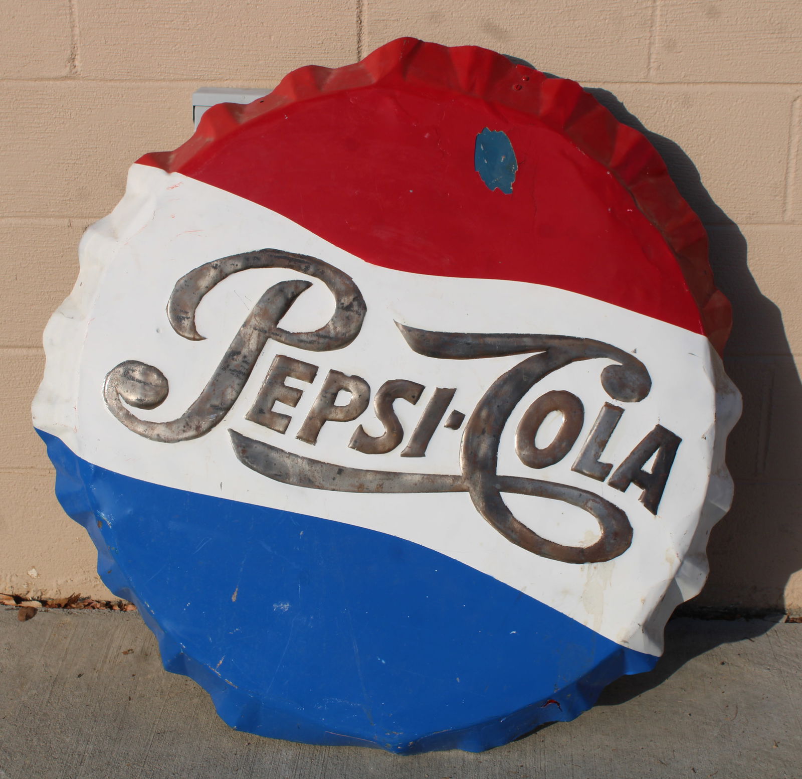 Pepsi Embossed Button Advertising Sign (1 of 3)