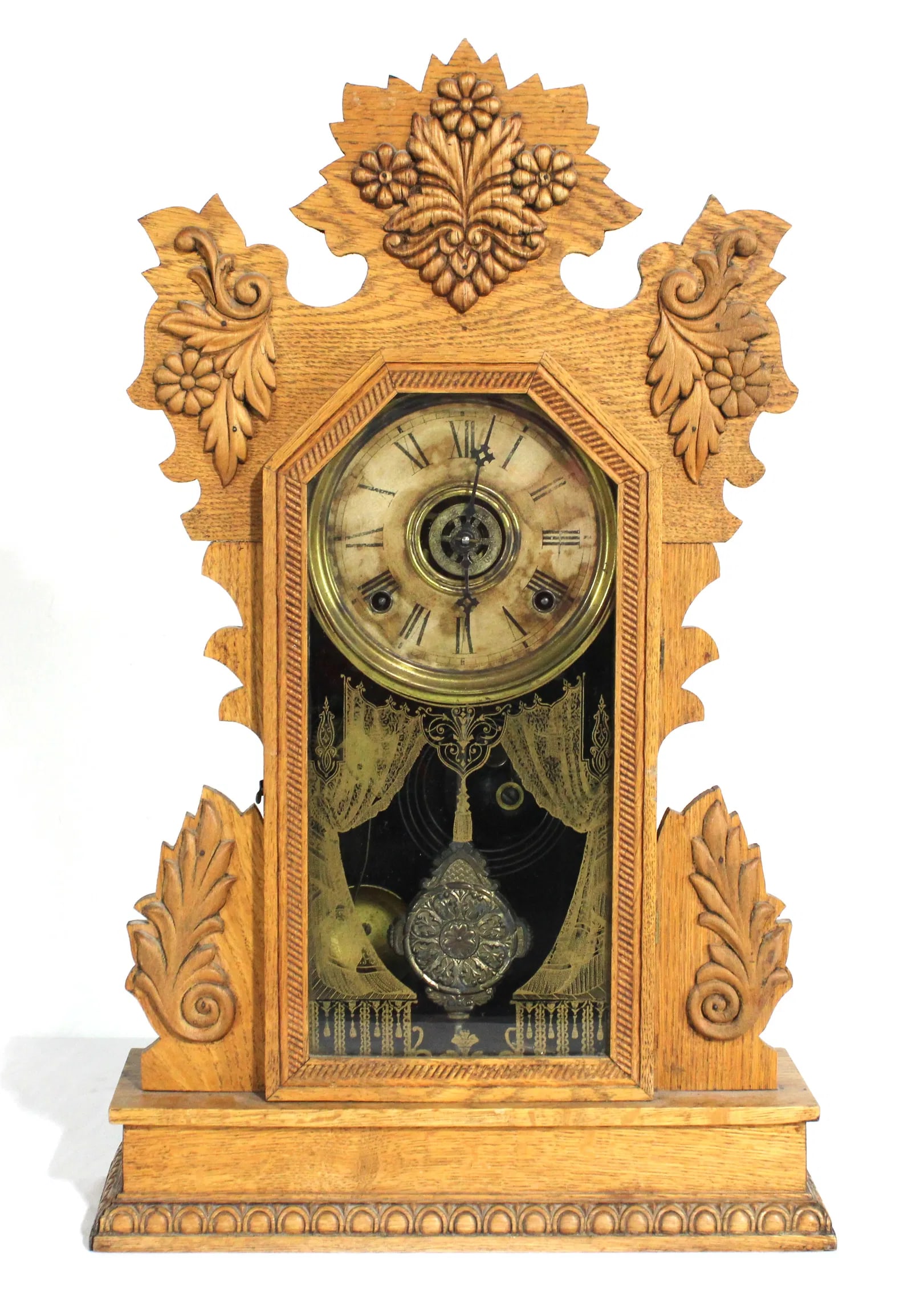 Carved Oak Mantle Clock (1 of 4)