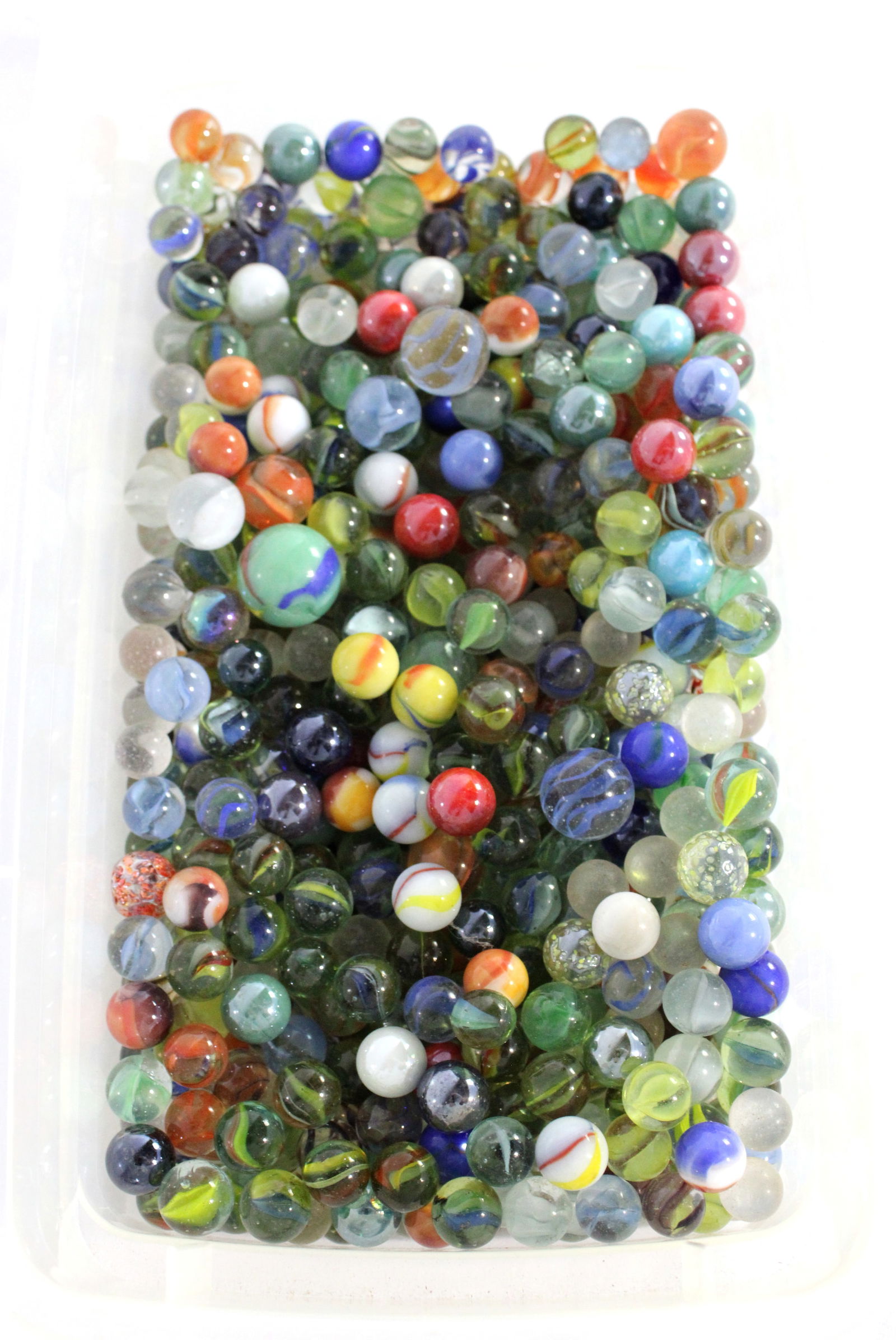 Large Lot of Marbles: In-house shipping available. Dimensions of tub: 4 x 7 x 13