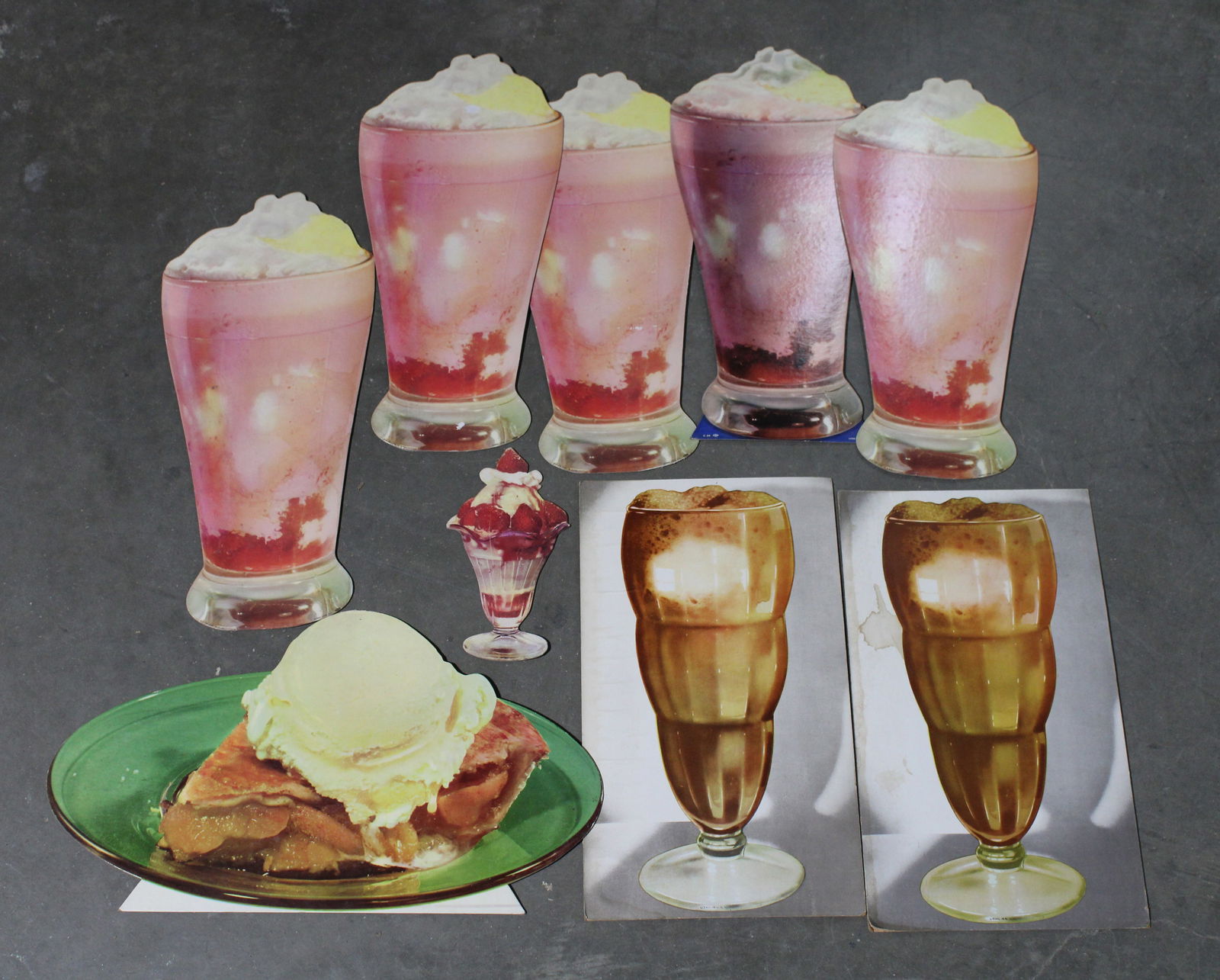 Large Vintage Diner Cardboard Cutouts, 1940s-50s (1 of 2)