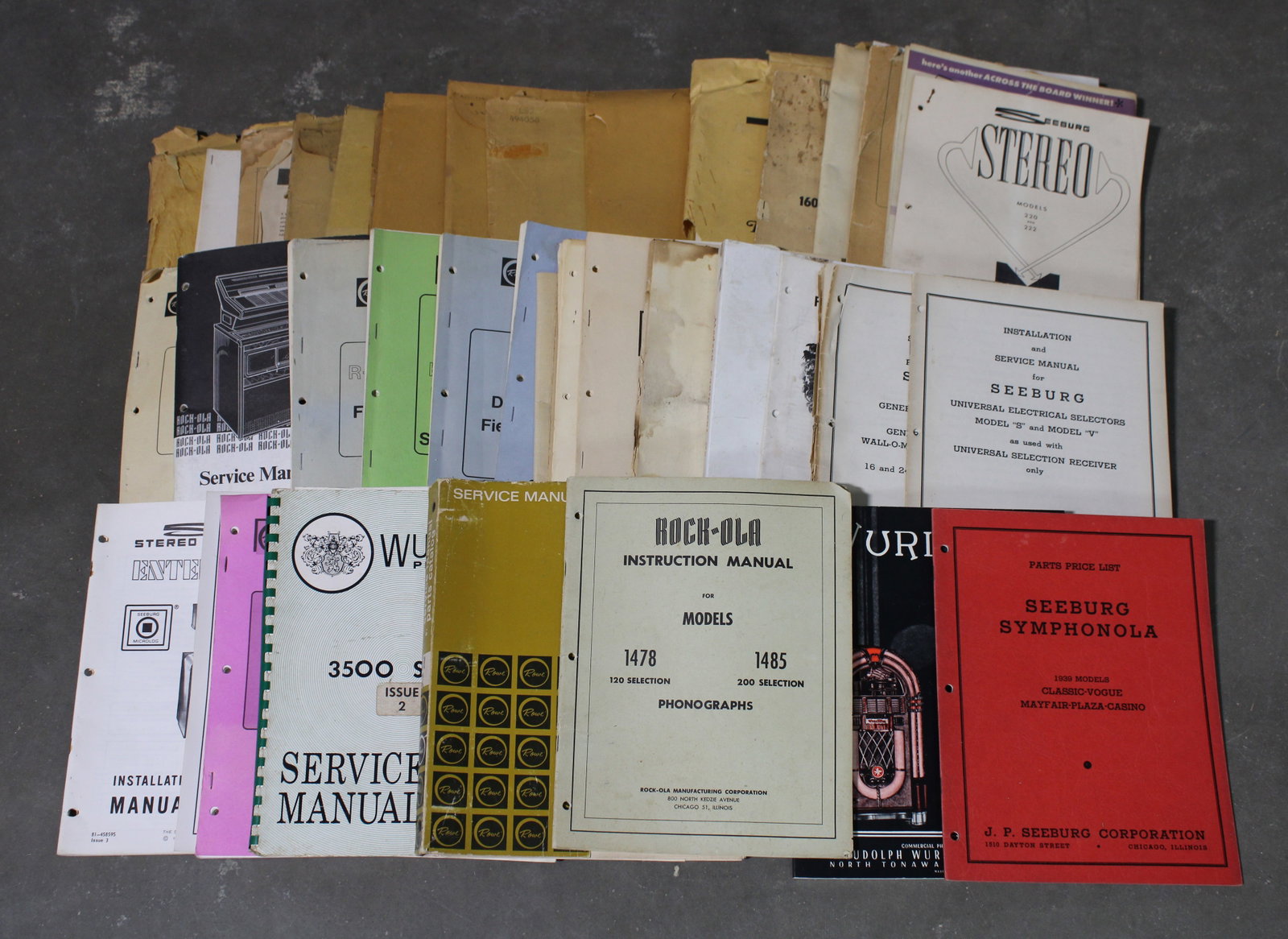 Large Lot of Jukebox Manuals: Varying Conditions. In-house shipping available.
