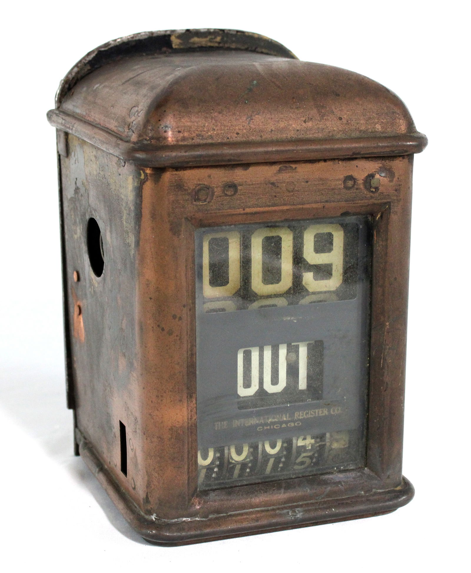 Early Copper Trolley Streetcar Fare Meter Box (1 of 4)