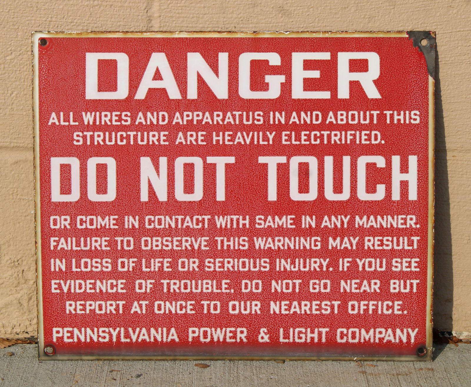 Pennsylvania Power & Light Company "Danger" Porcelain Sign (1 of 2)