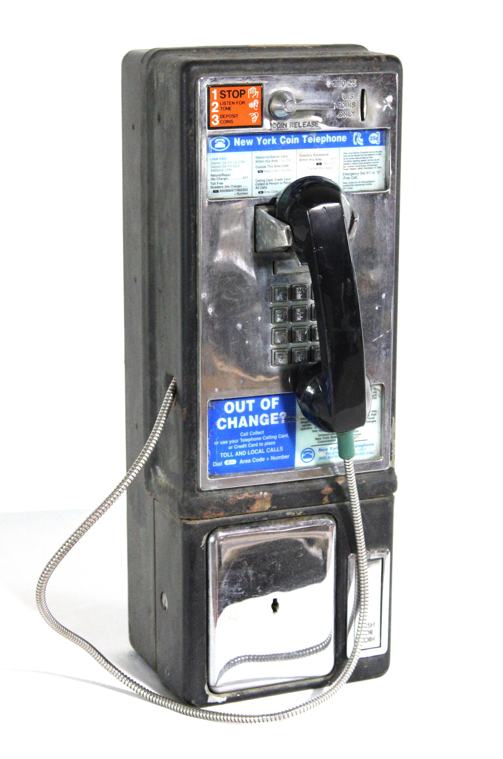 Coin Operated Pay Phone, Lot 1: This item requires third-party shipping or pickup arrangements to be made. Dimensions: 21 x 8 x9