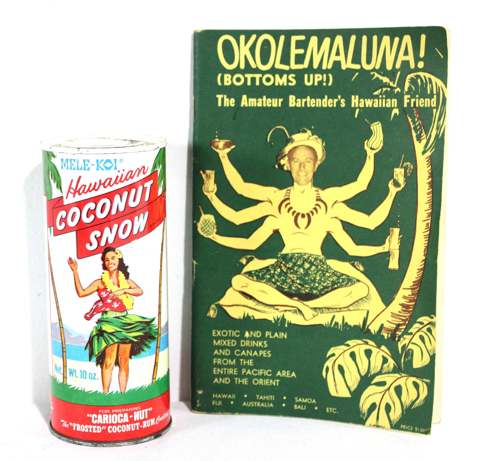 Hawaiian Bartender's Book with "Coconut Snow" for Cocktails: In-house shipping available.