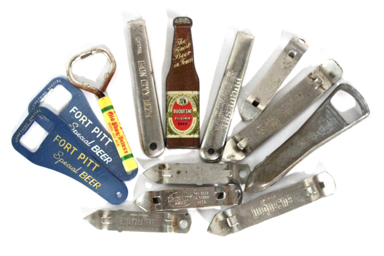 Beer Bottle Openers incl. Fort Pitt, Duquesne and Iron City: Total of 13. In-house shipping available.