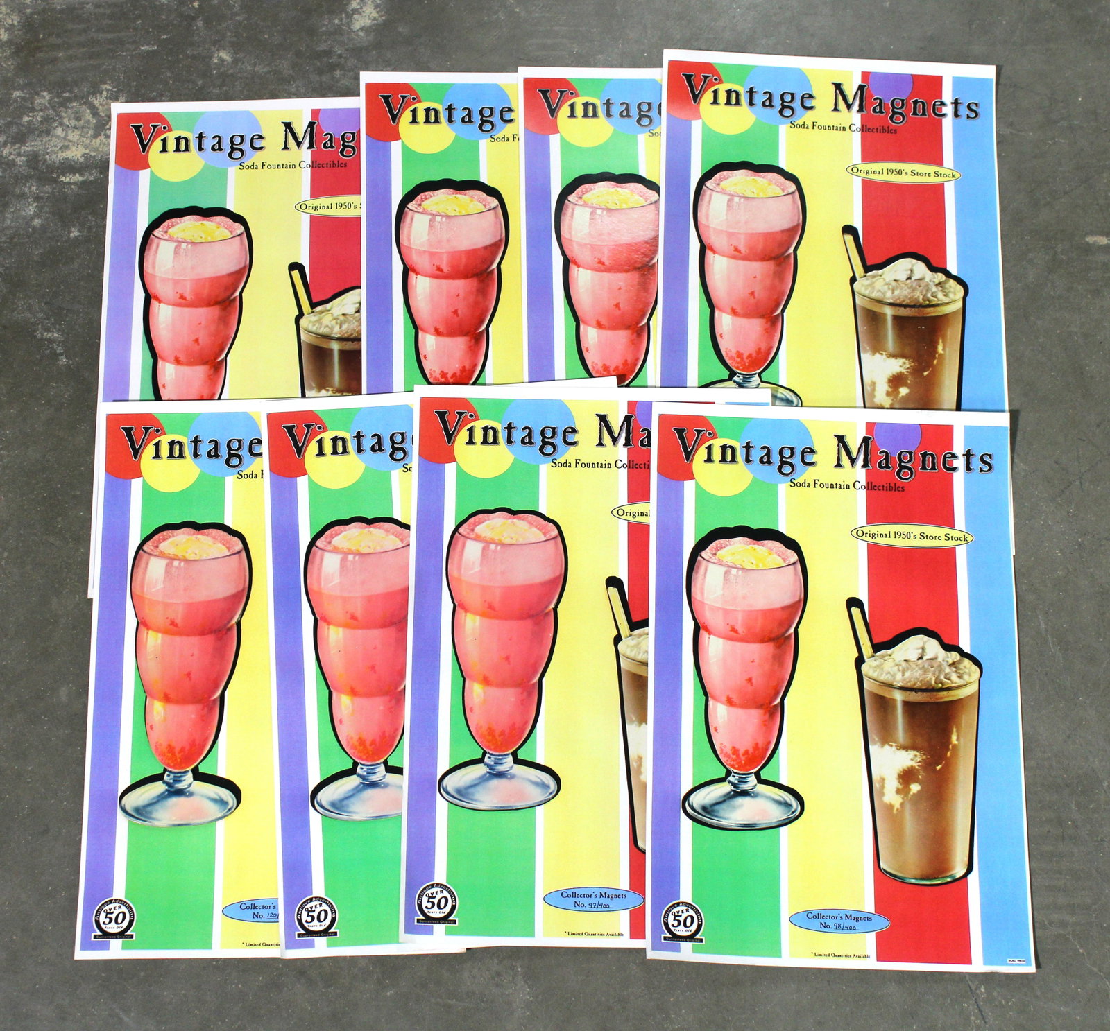Vintage Die Cut Soda Fountain Cut Outs / Magnets: In-house shipping available.