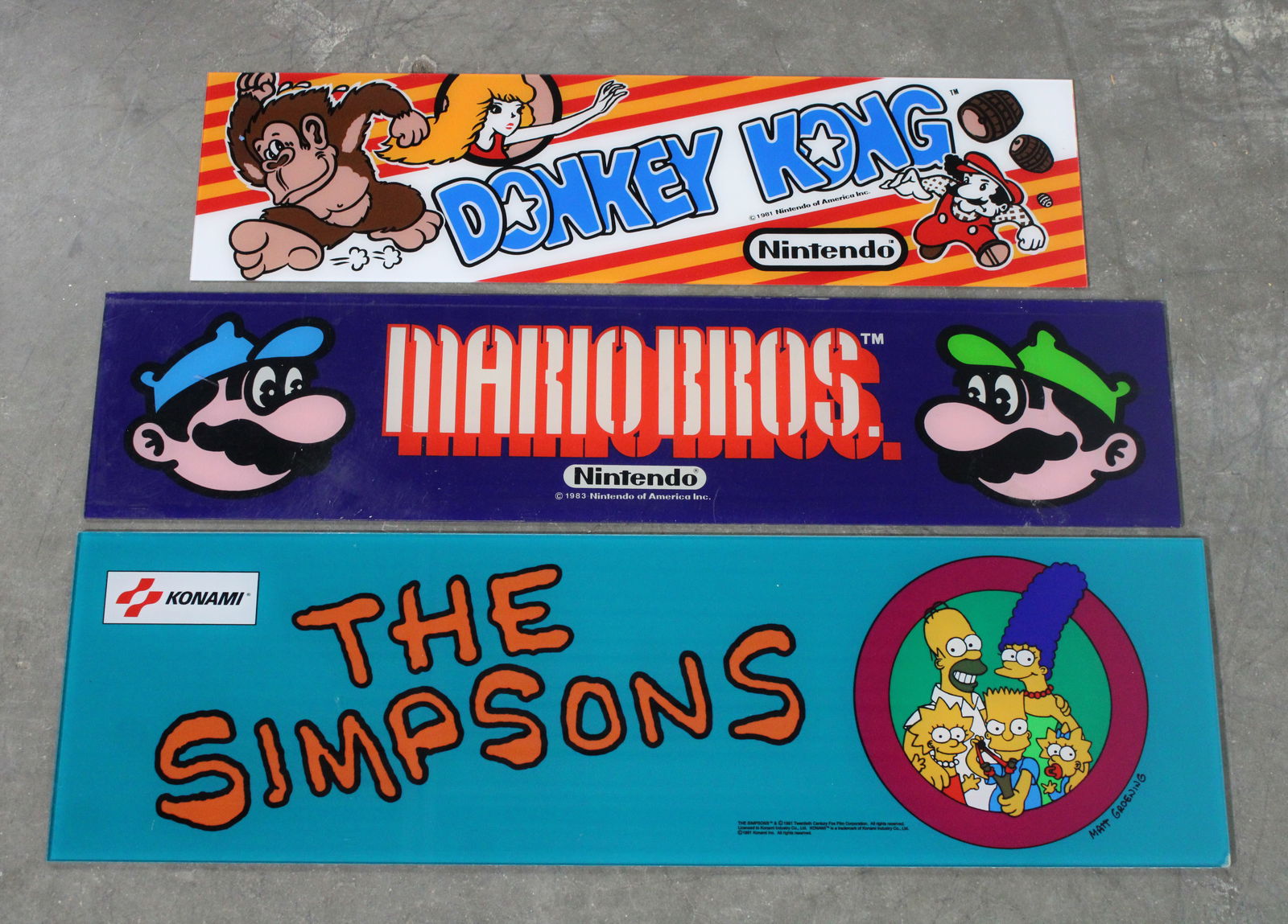 The Simpsons, Mario Bros and Donkey Kong Arcade Headers, New (1 of 1)