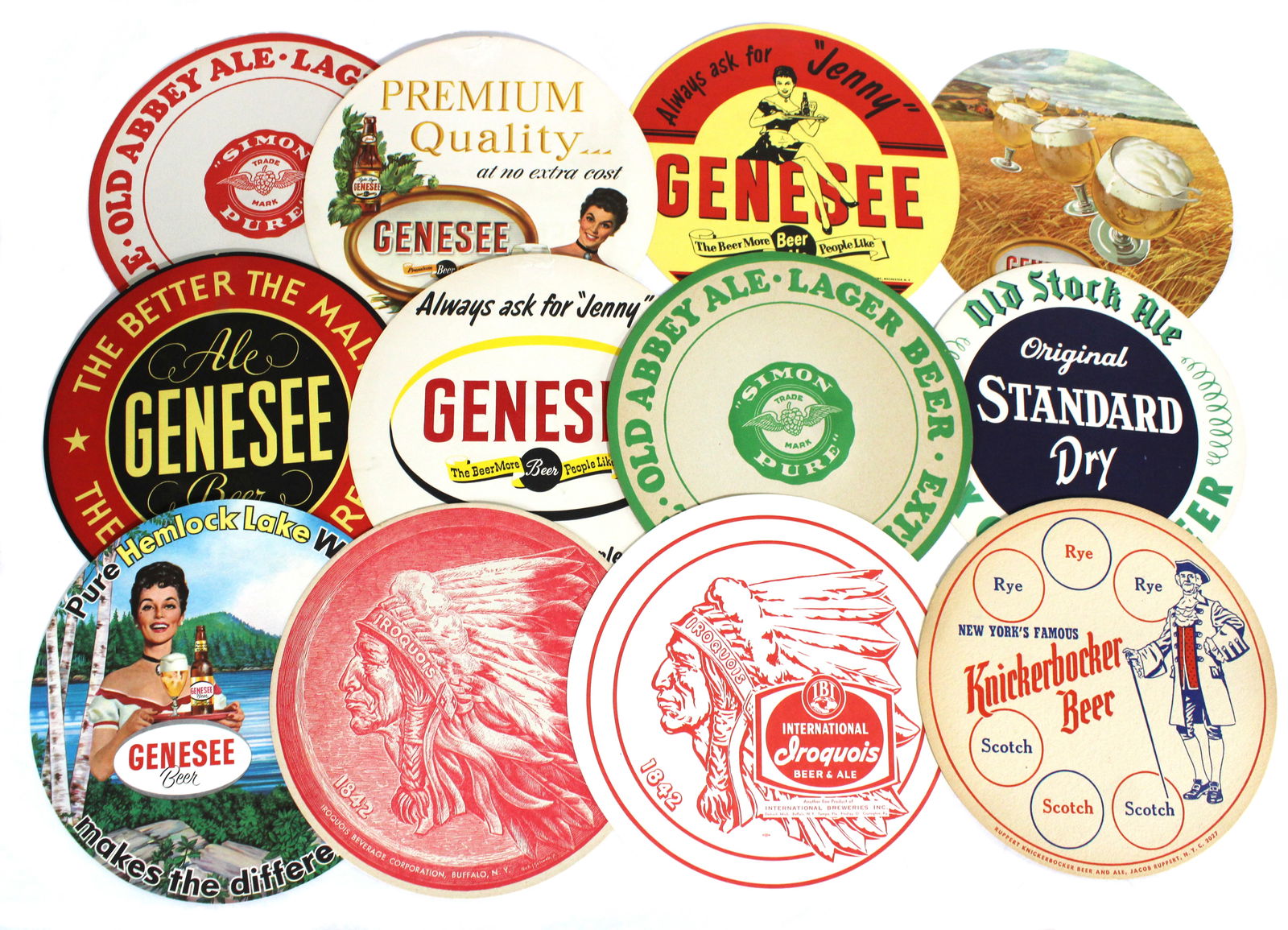 Beer Tray Advertising Inserts incl. Kickerbocker, Iroquois and Genesee (1 of 1)