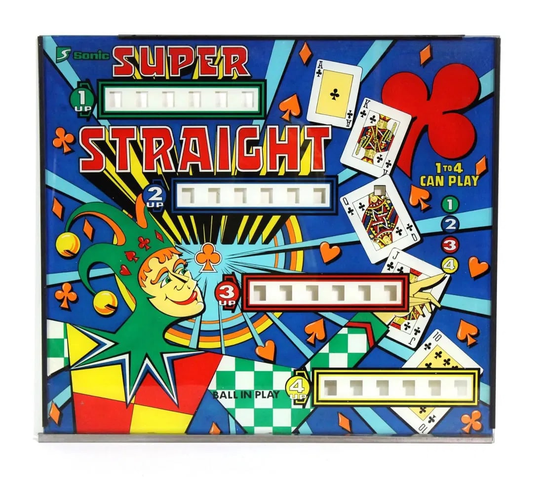 Sonic Super Straight Pinball Backglass: This item requires third-party shipping or pickup arrangements to be made. Dimensions: 26 x 29