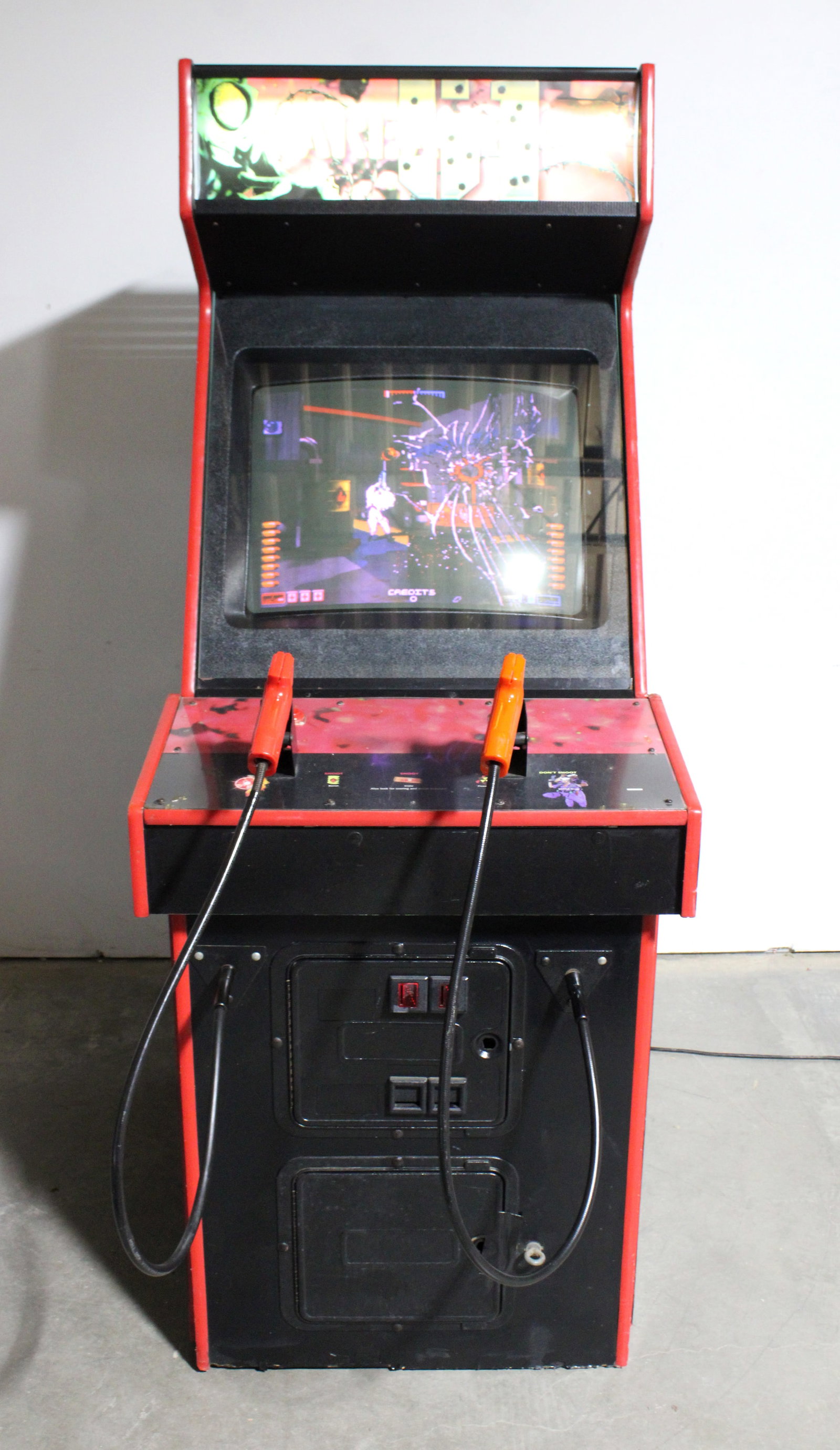 Atari Area 51 Arcade Game: Working. Right gun not working. This item requires third-party shipping or pickup arrangements to be made. Dimensions: 73 x 29 x 46