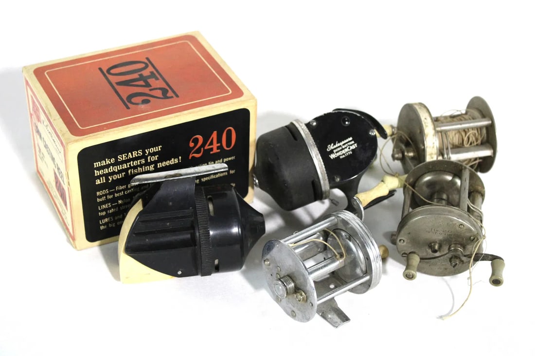 Vintage Fishing Reels incl. Shakespeare and Best-O-Luck: Total of 5. In-house shipping available.