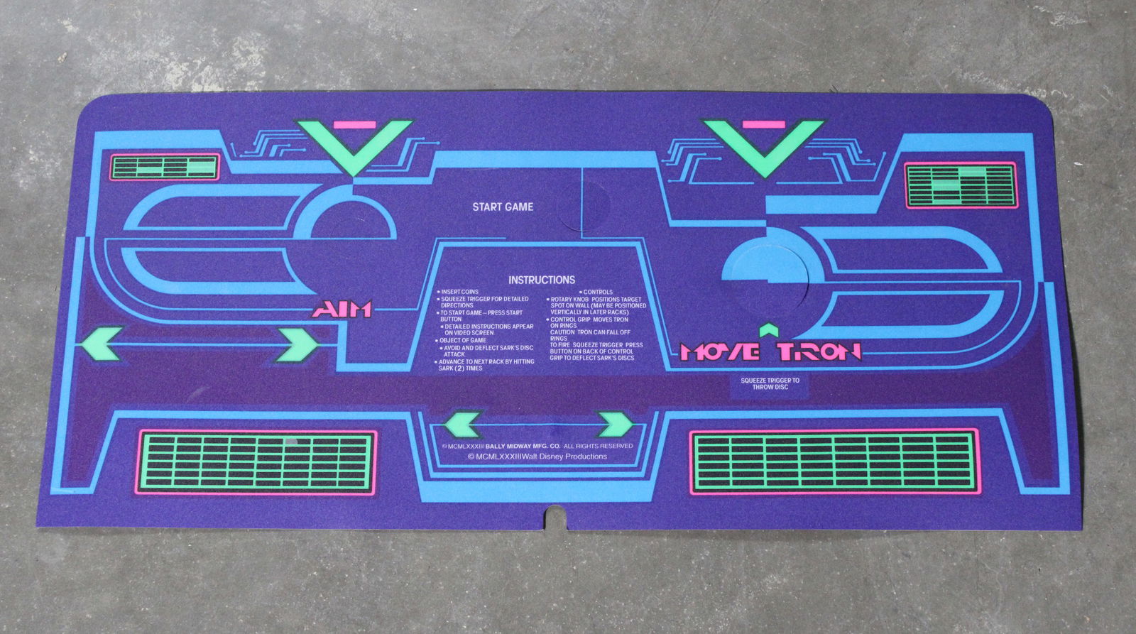 Bally Midway Tron Arcade Game Control Panel Overlay (1 of 2)