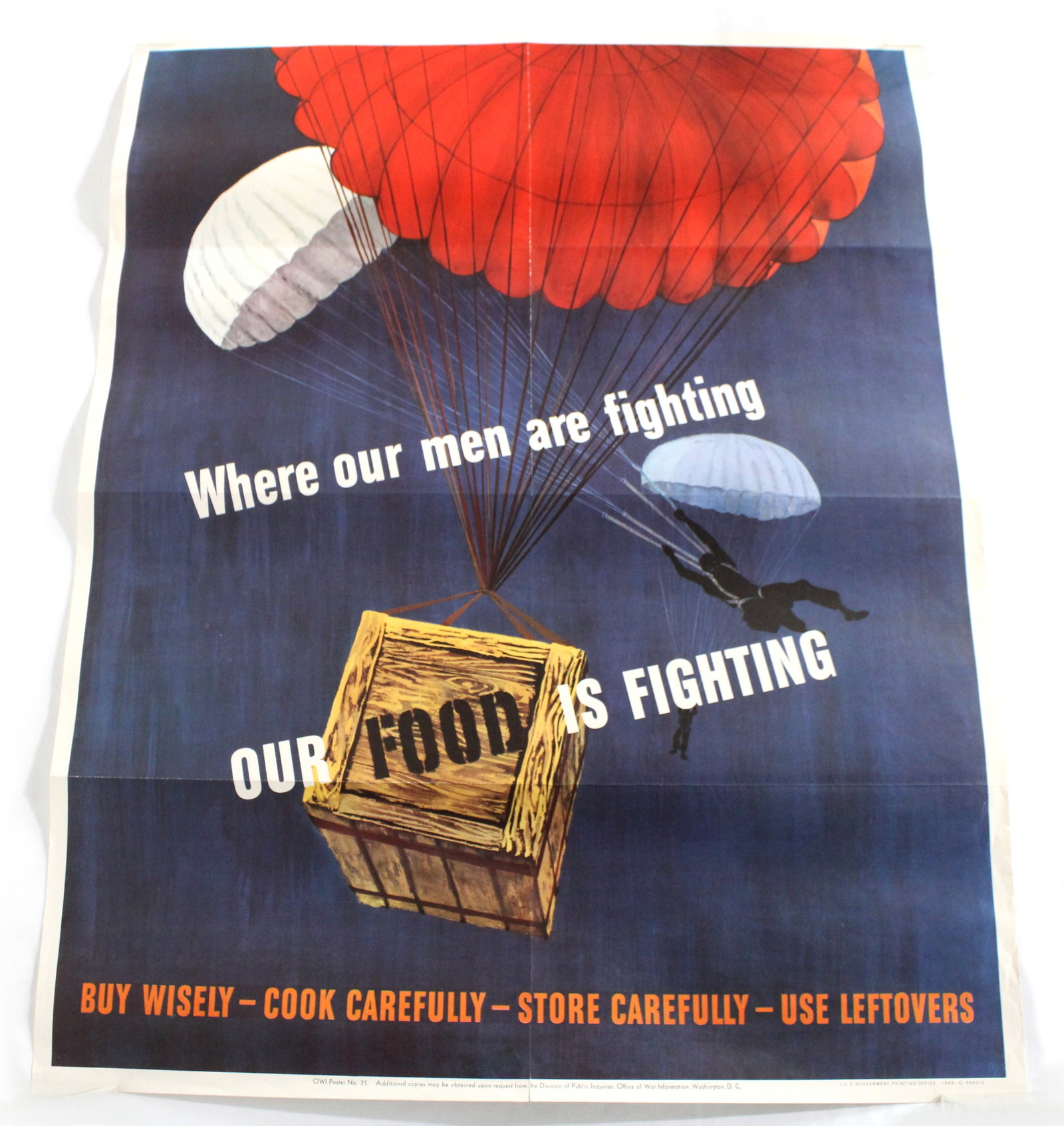 World War II Propaganda Poster "Where Our Men Are Fighting", 1942: Ships rolled. In-house shipping available. Dimensions: 28 x 22