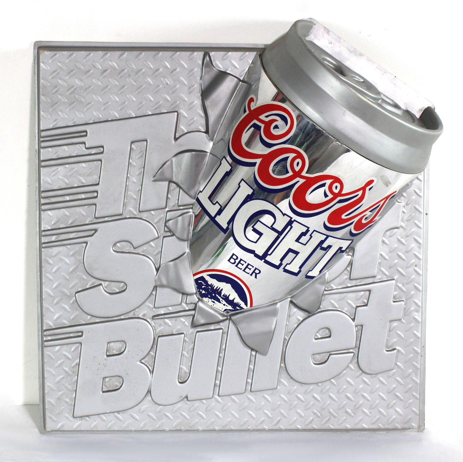 Coors Light Beer 'The Silver Bullet": This item requires third-party shipping or pickup arrangements to be made. Dimensions: 25 x 25 x 8