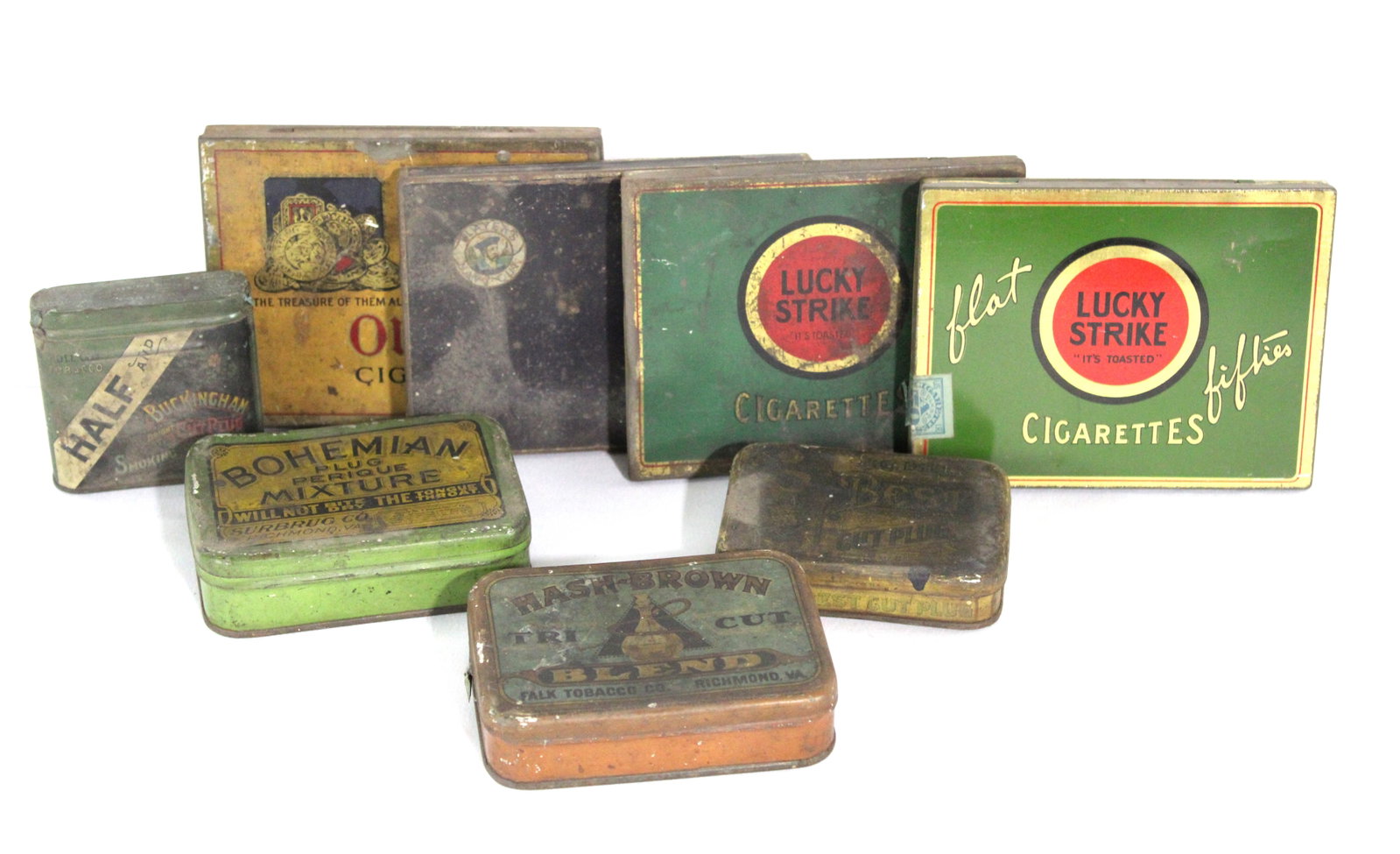 Tobacco Tins incl. Player's Navy Cut and Lucky Strike: In-house shipping available.