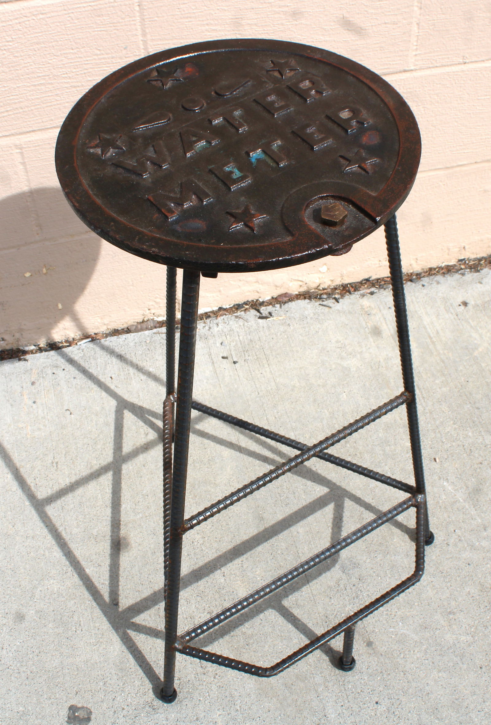 Custom Bar Stool Made from Water Manhole Cover (1 of 2)