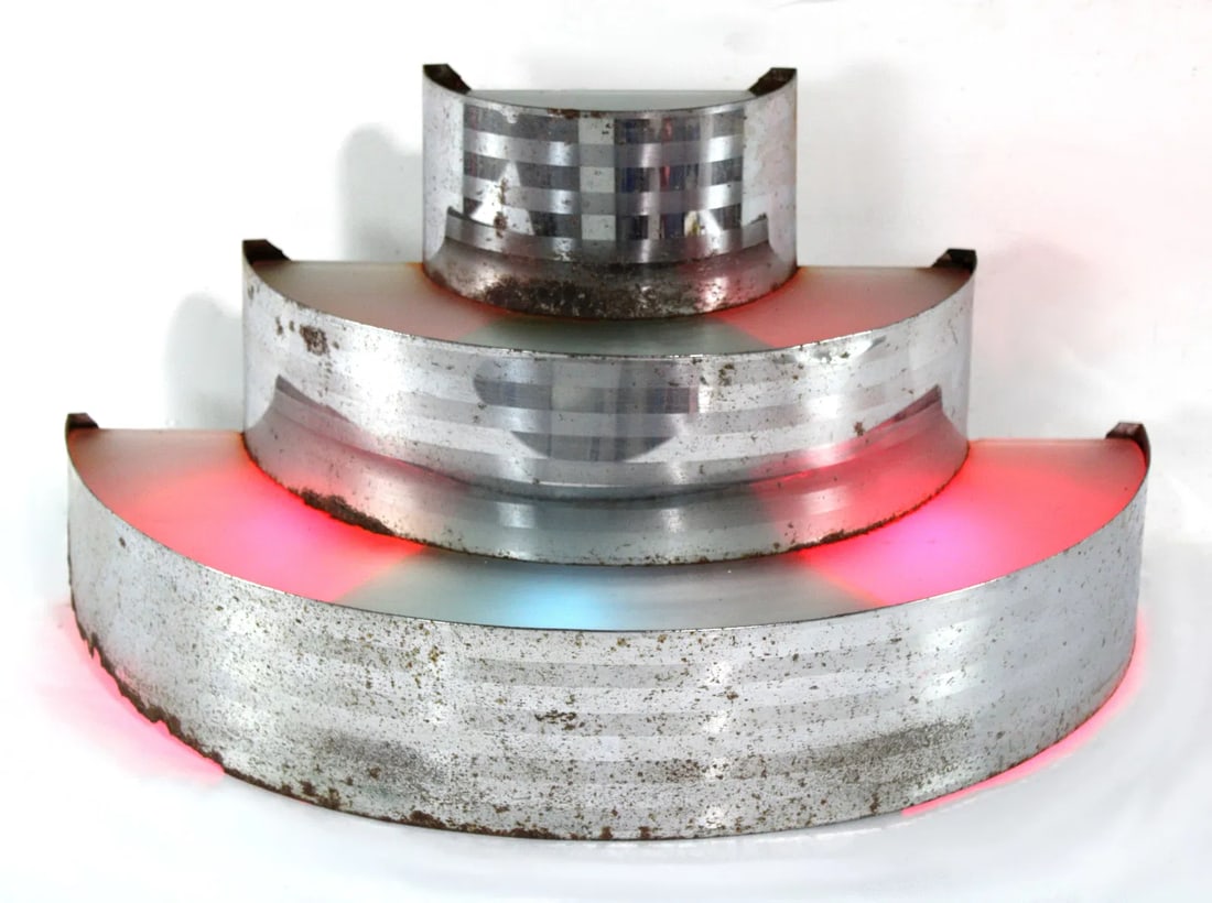 Art Deco Lighted Bar Liquor Bottle Riser: Lights working. This item requires third-party shipping or pickup arrangements to be made. Dimensions: 12 x 25 x 11