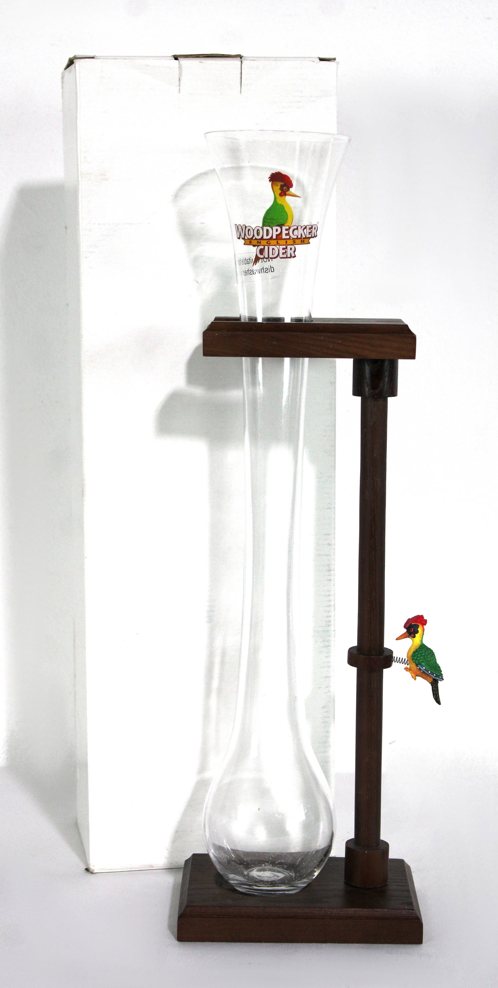 Woodpecker English Cider 1/2 Yard Glass with Wooden Stand: This item requires third-party shipping or pickup arrangements to be made.