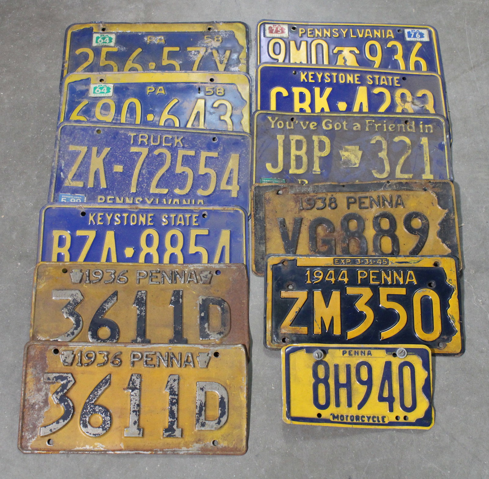 Pennsylvannia License Plates incl. Motorcycle: In-house shipping available.