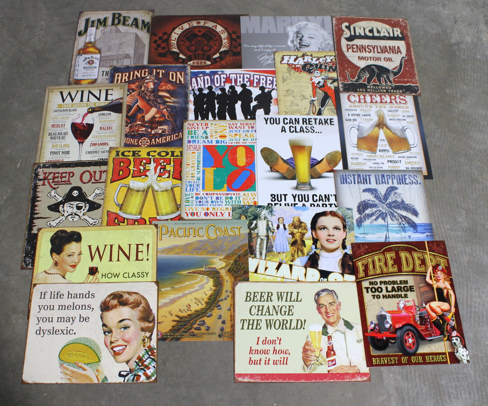 Desperate Enterprises Tin Novelty Signs, Lot 1: Total of 20. In-house shipping available.