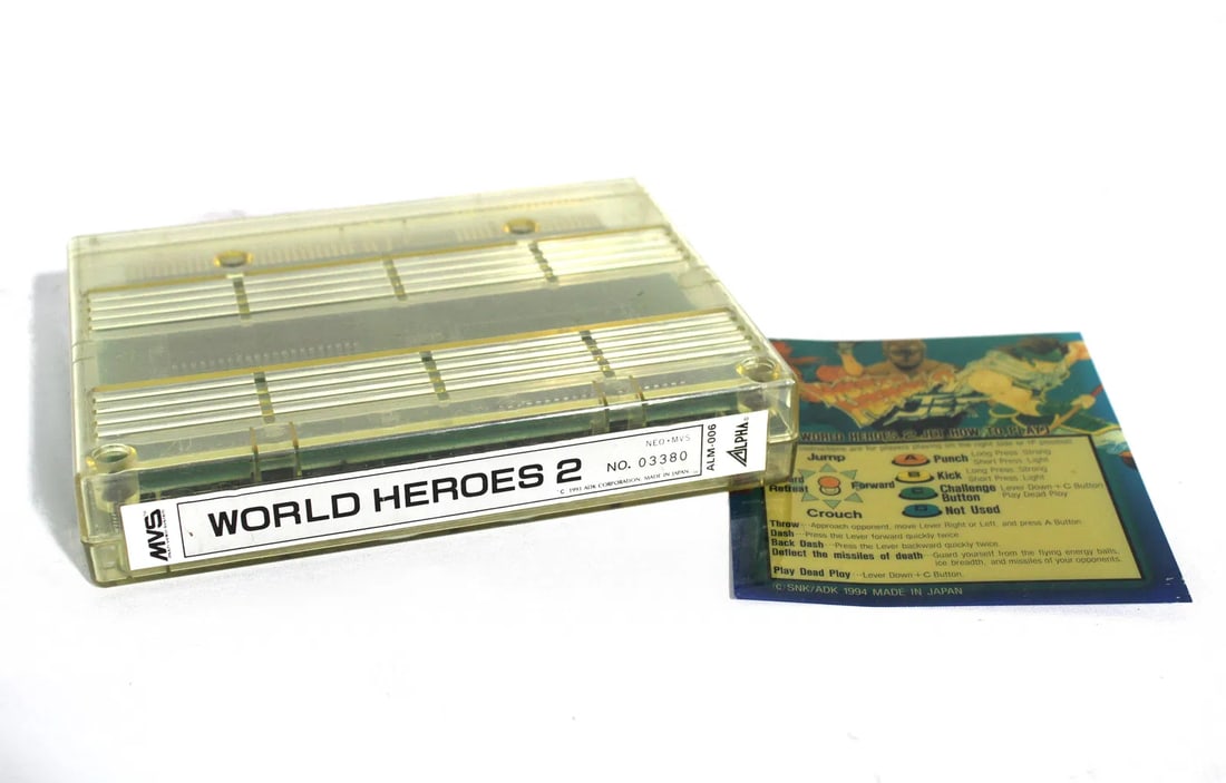 Neo Geo SNK World Heroes 2 Arcade Cartridge with WH 2 Jet Marquee (1 of 1)
