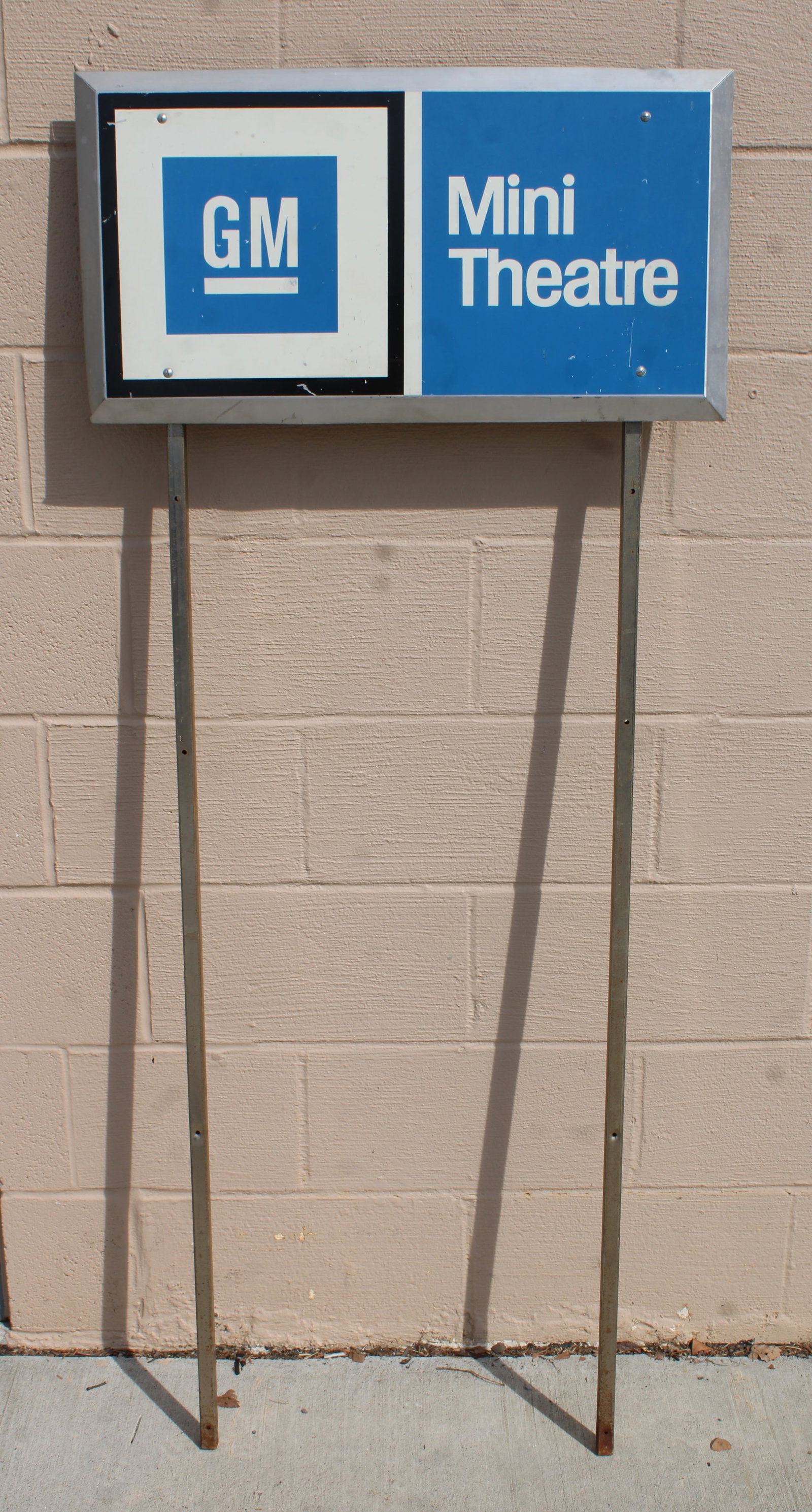 GM Automotive Dealership Sign: Poles can be removed for shipping. Dimensions as is: 62 x 26 x 3