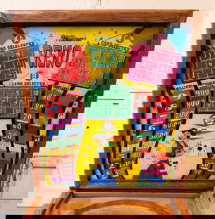 Williams Reno Woodrail Pinball Machine, 1957: This item requires third-party shipping or pickup arrangements to be made. *Please note that this is a remote auction. All items are located in Acushnet, Massachusetts. Please see terms for pickup