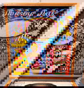 Gottlieb Dancing Dolls Woodrail Pinball Machine, 1960: Working and recently shopped out. This item requires third-party shipping or pickup arrangements to be made. *Please note that this is a remote auction. All items are located in Acushnet,