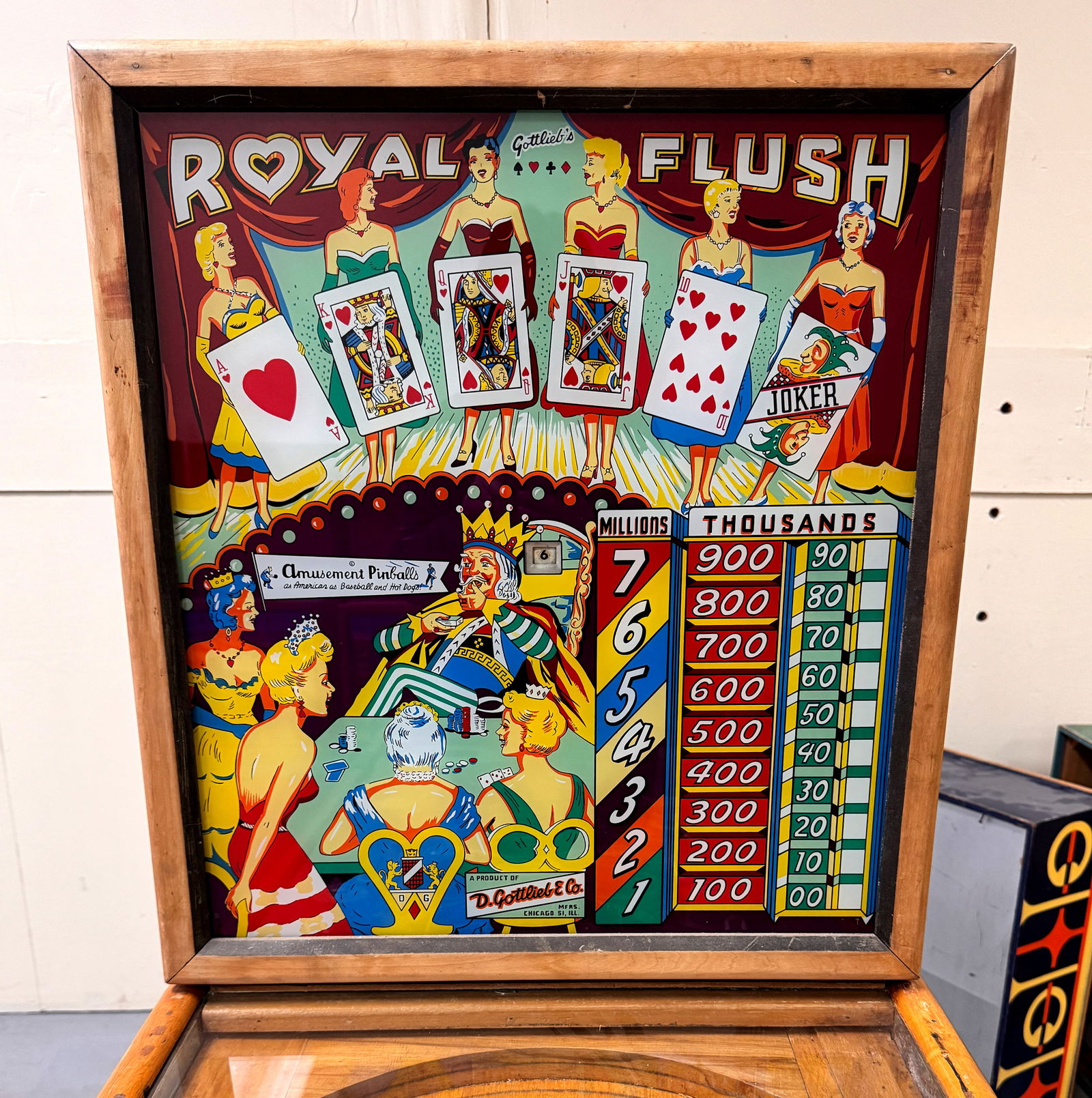 Gottlieb Royal Flush Woodrail Pinball Machine, 1957 (1 of 5)