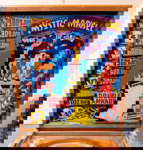 Gottlieb Mystic Marvel Woodrail Pinball Machine, 1954: Working and recently shopped out. This item requires third-party shipping or pickup arrangements to be made. *Please note that this is a remote auction. All items are located in Acushnet,
