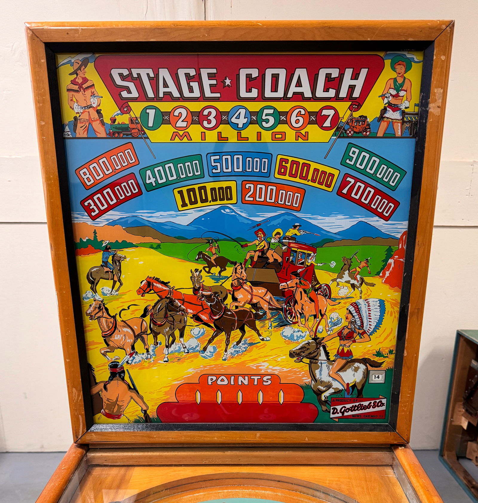 Gottlieb Stage Coach Woodrail Pinball Machine, 1954 (1 of 8)