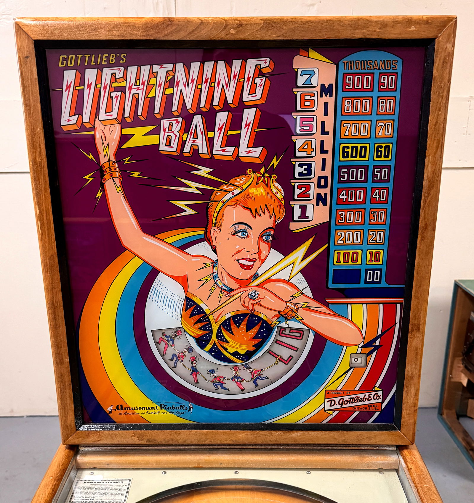 Gottlieb Lightning Ball Woodrail Pinball Machine, 1959 (1 of 8)