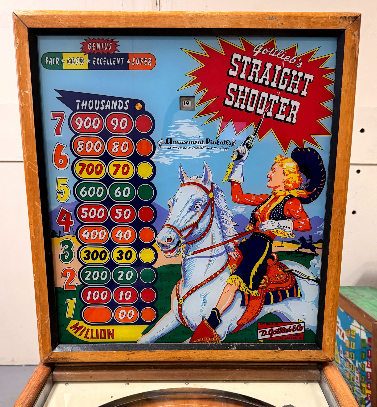 Gottlieb Straight Shooter Woodrail Pinball Machine, 1959 (1 of 8)