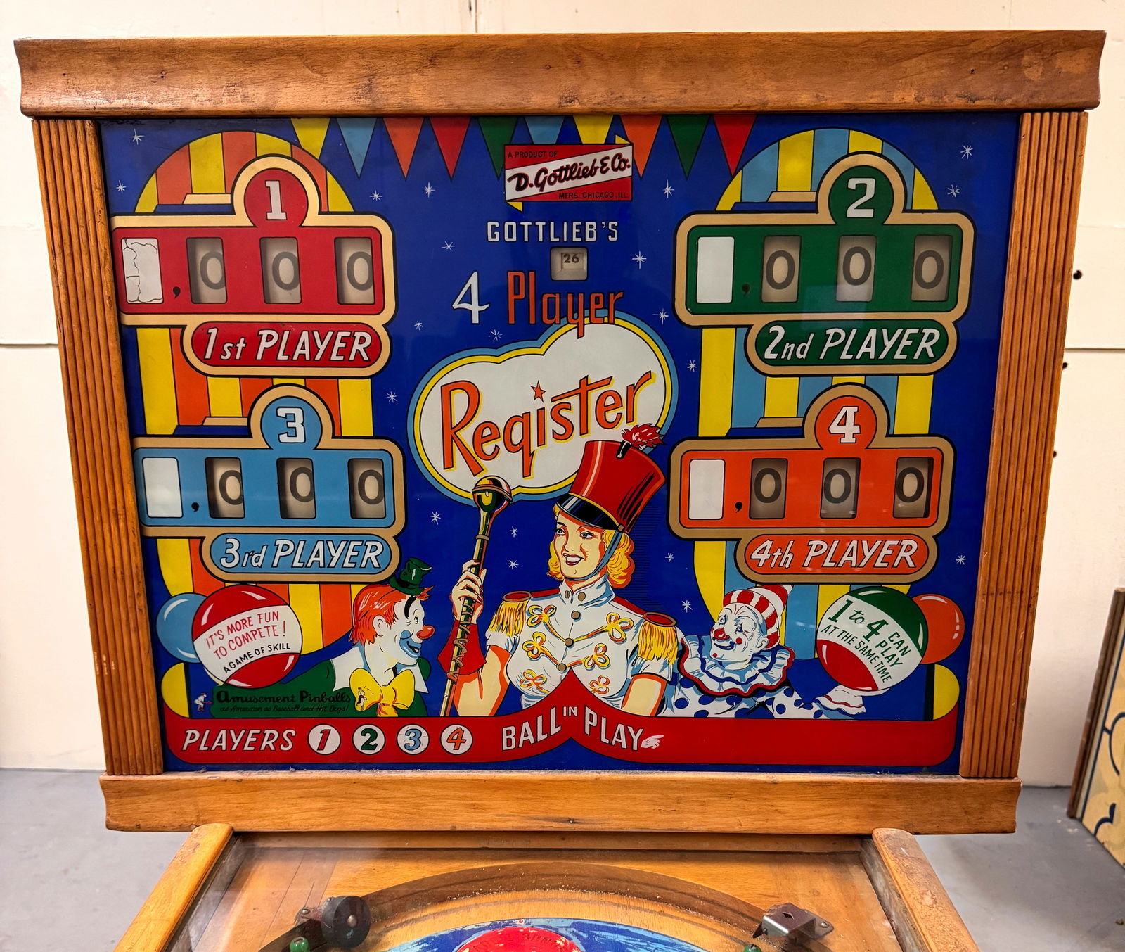 Gottlieb Register Woodrail Pinball Machine, 1956 (1 of 7)