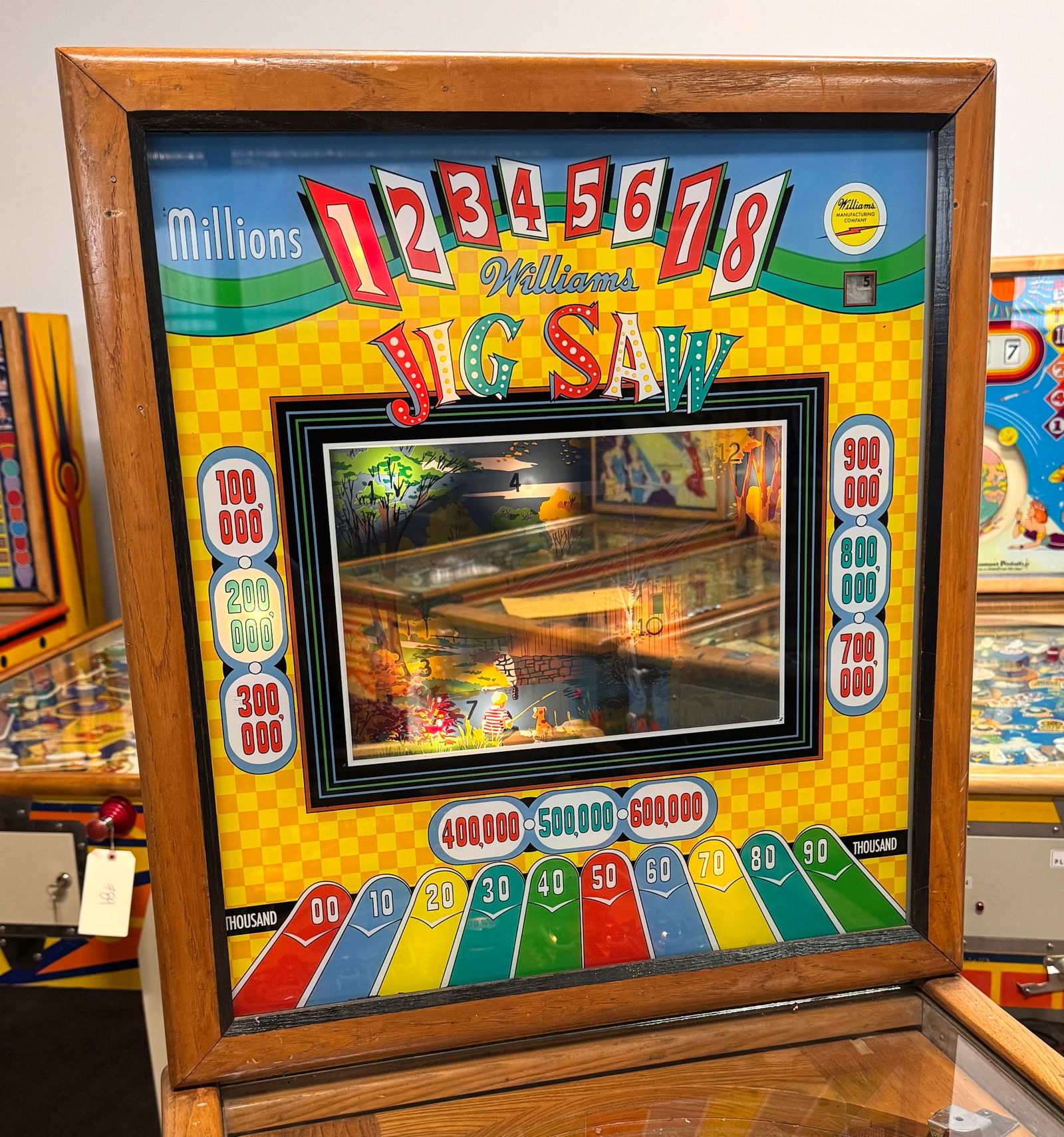 Williams Jig Saw Woodrail Pinball Machine, Animated Backglass 1957 (1 of 11)