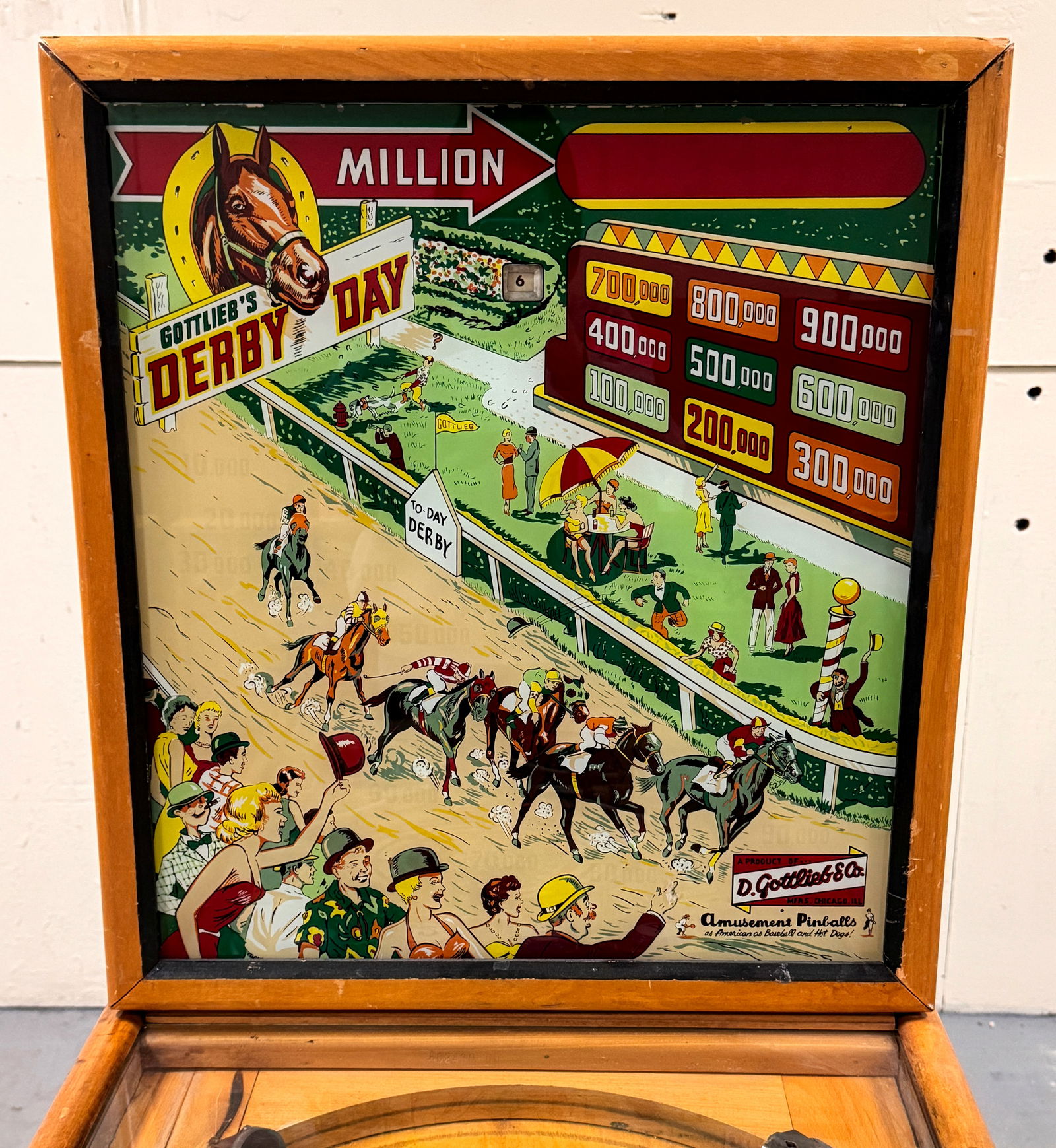Gottlieb Derby Day Woodrail Pinball Machine, 1956 (1 of 8)