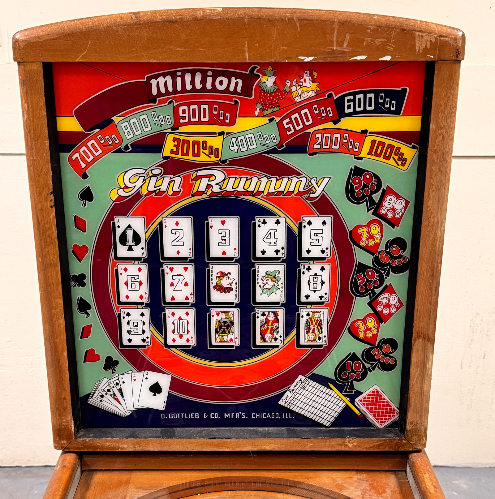 Gottlieb Gin Rummy Woodrail Pinball Machine, 1949 (1 of 9)
