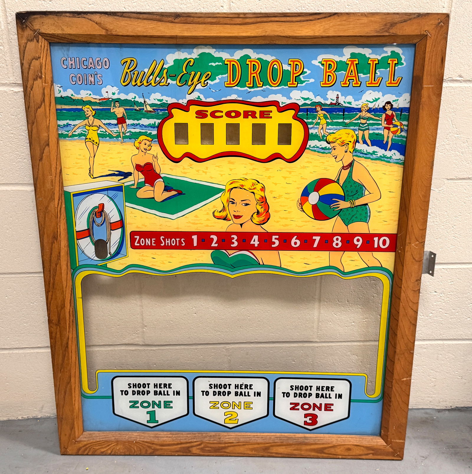 Chicago Coin Bulls Eye Baseball Pinball Plexi with Frame (1 of 1)