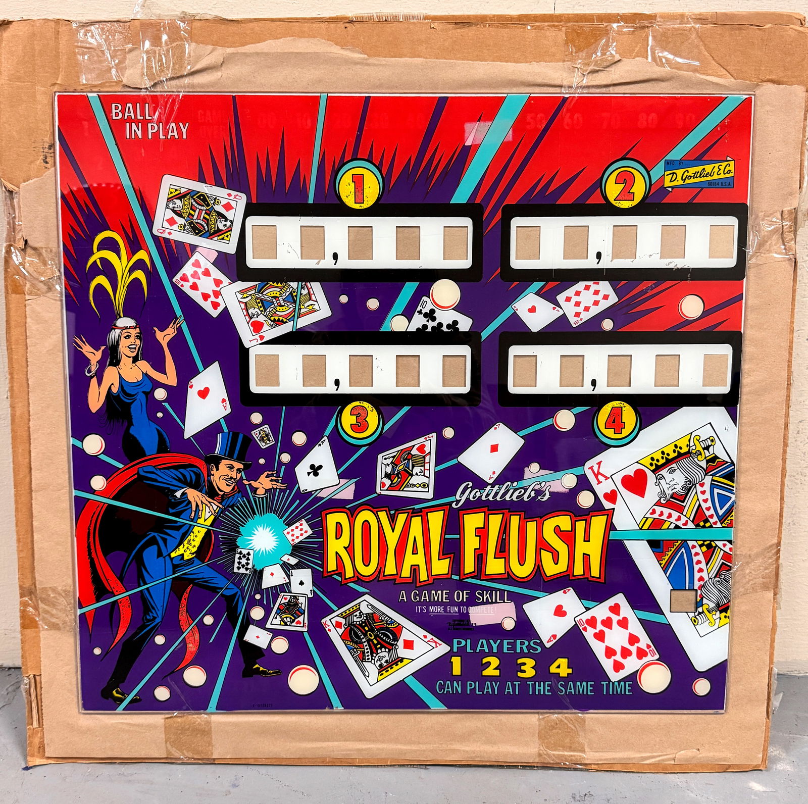 Gottlieb Royal Flush Pinball Backglass (1 of 1)