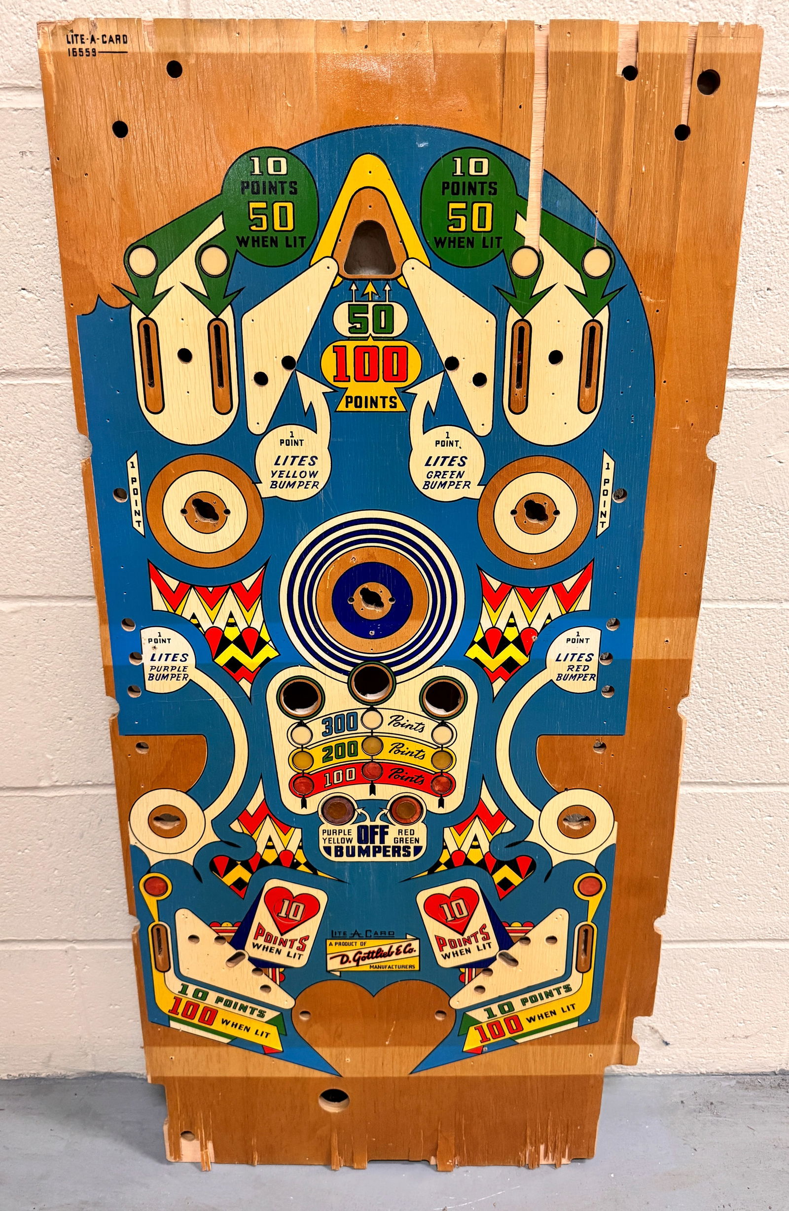 Gottlieb Lite-A-Card Pinball Playfield (1 of 2)