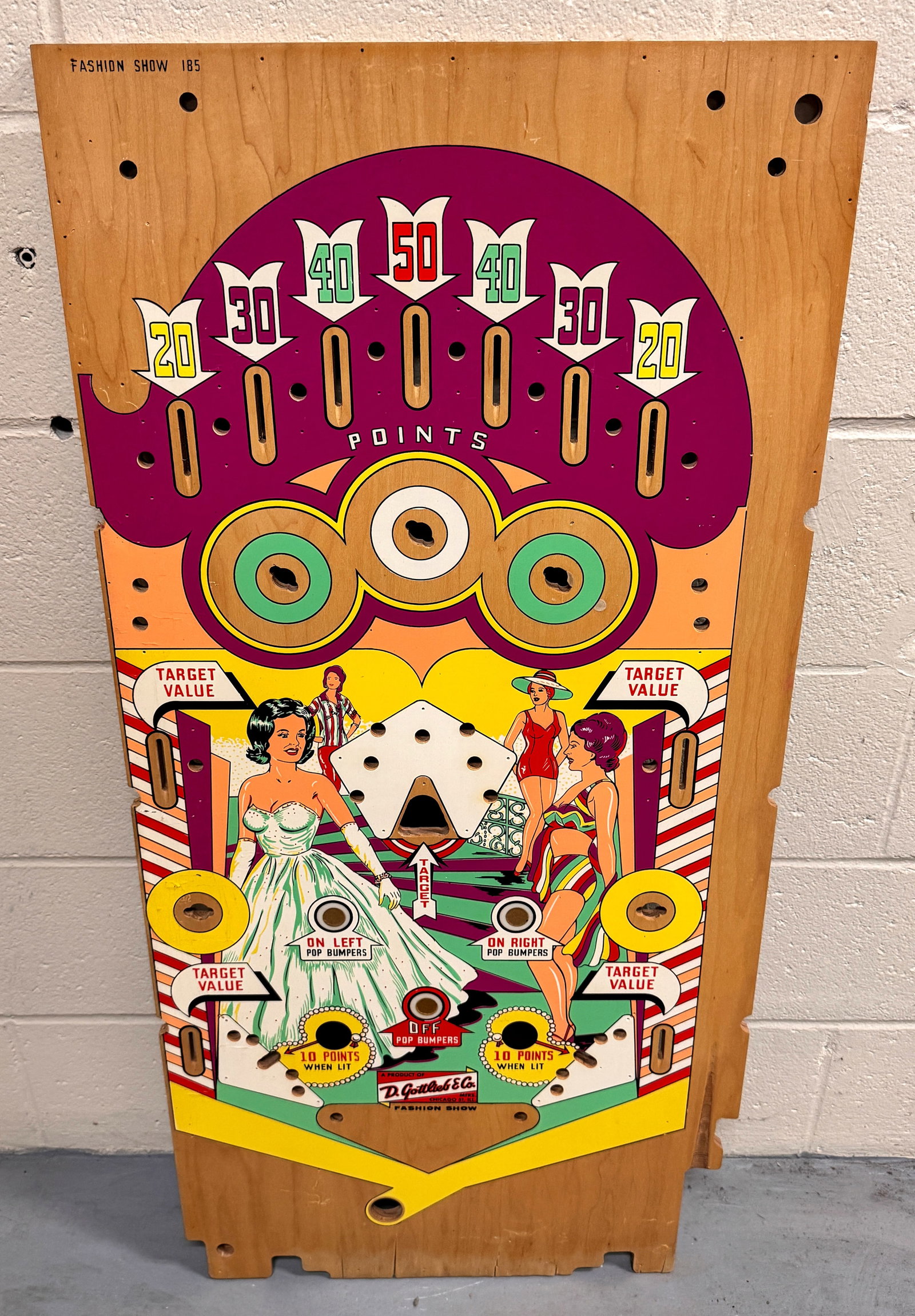 Gottlieb Fashion Show Pinball Playfield (1 of 2)