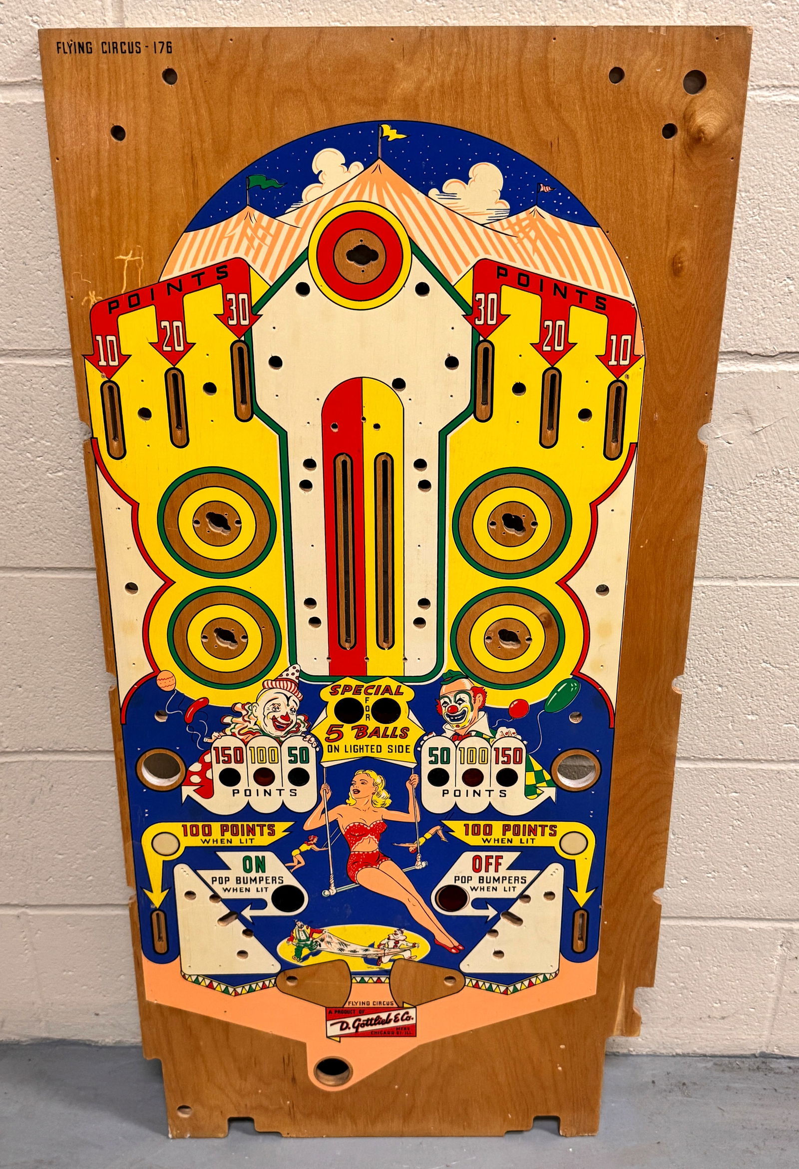 Gottlieb Flying Circus Pinball Playfield (1 of 2)
